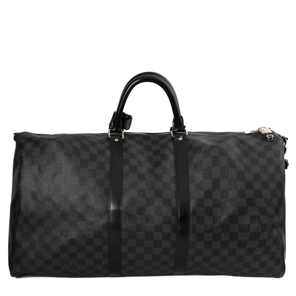 Keepall 55 en toile damier gris