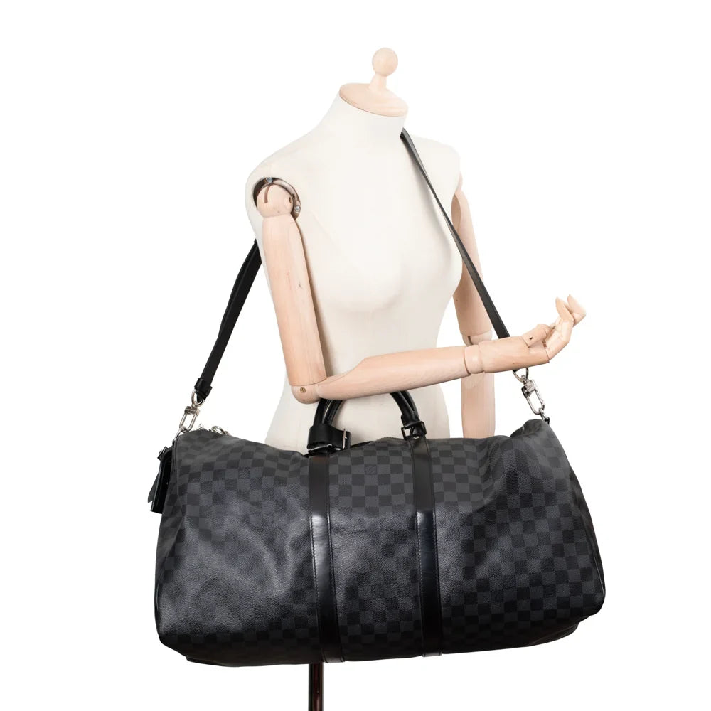 Keepall 55 en toile damier gris