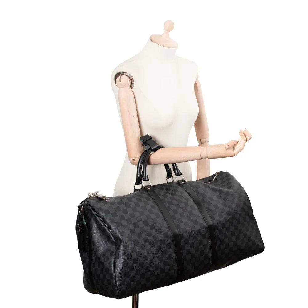 Keepall 55 en toile damier gris