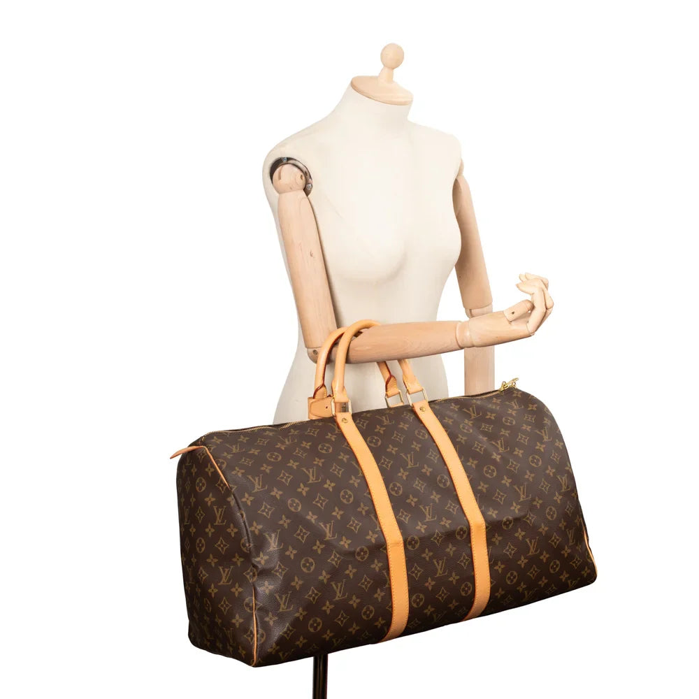 Keepall 55 Vintage en toile monogram marron