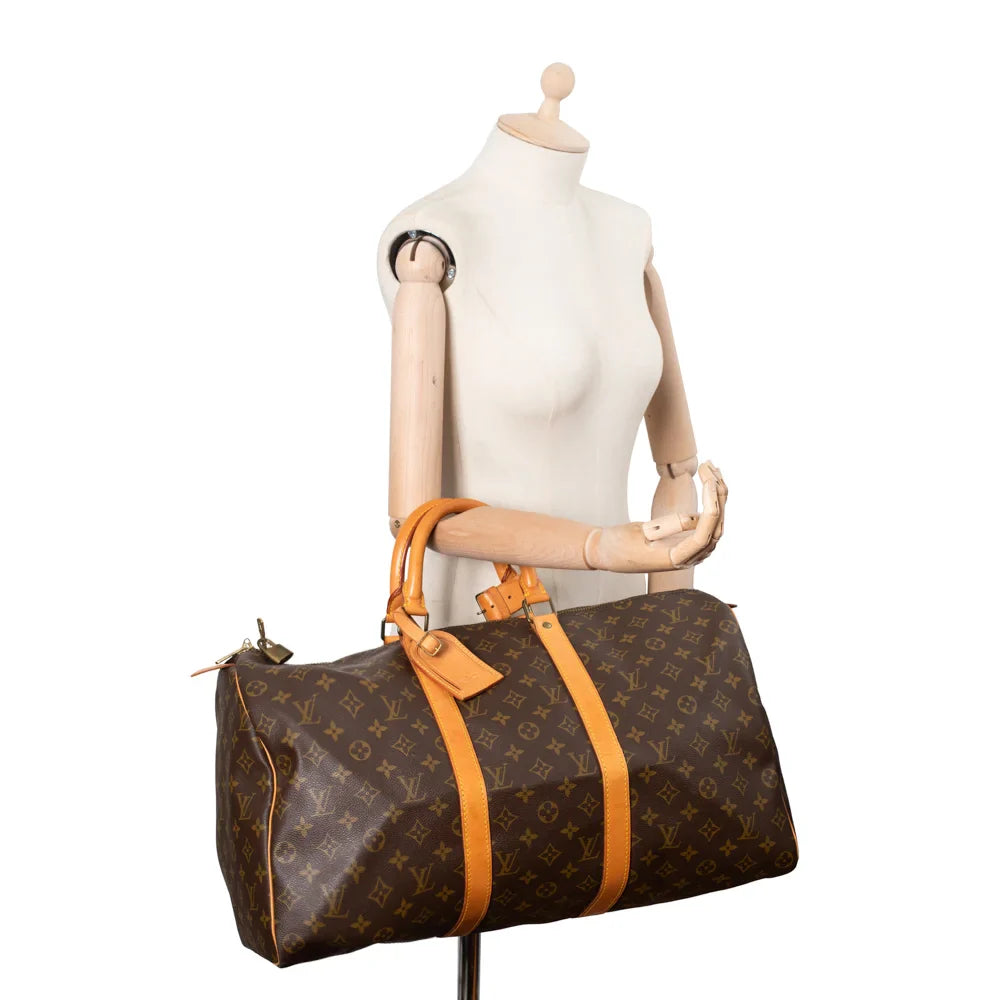 Keepall 50 Vintage en toile monogram marron