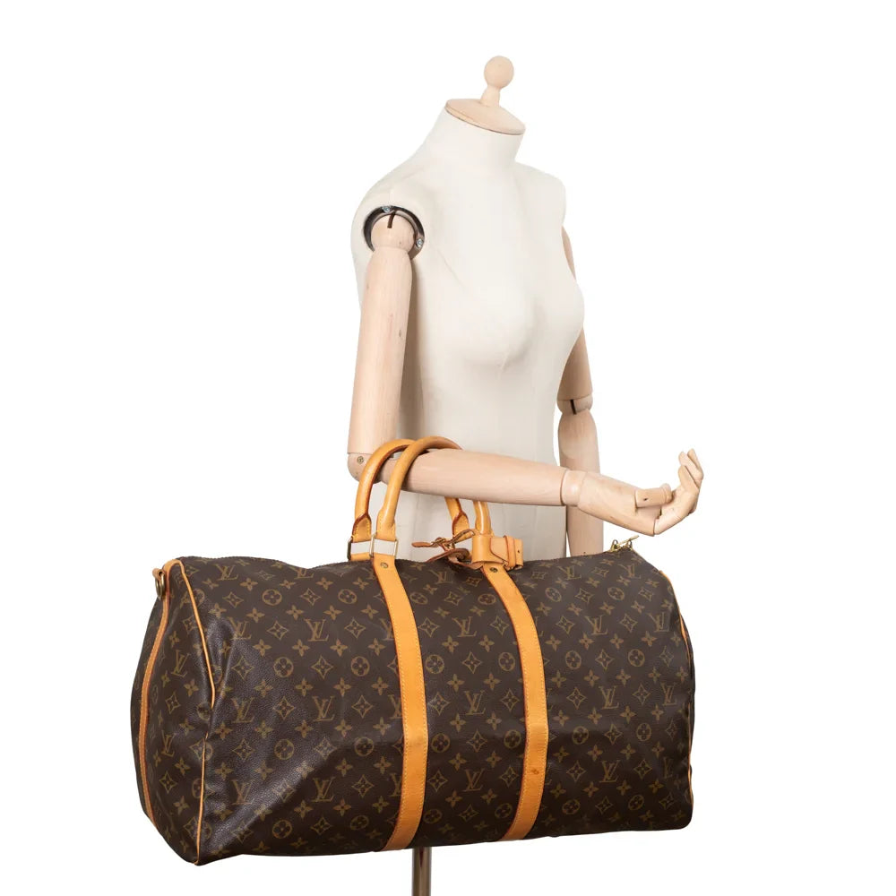 Keepall 55 Vintage en toile monogram marron