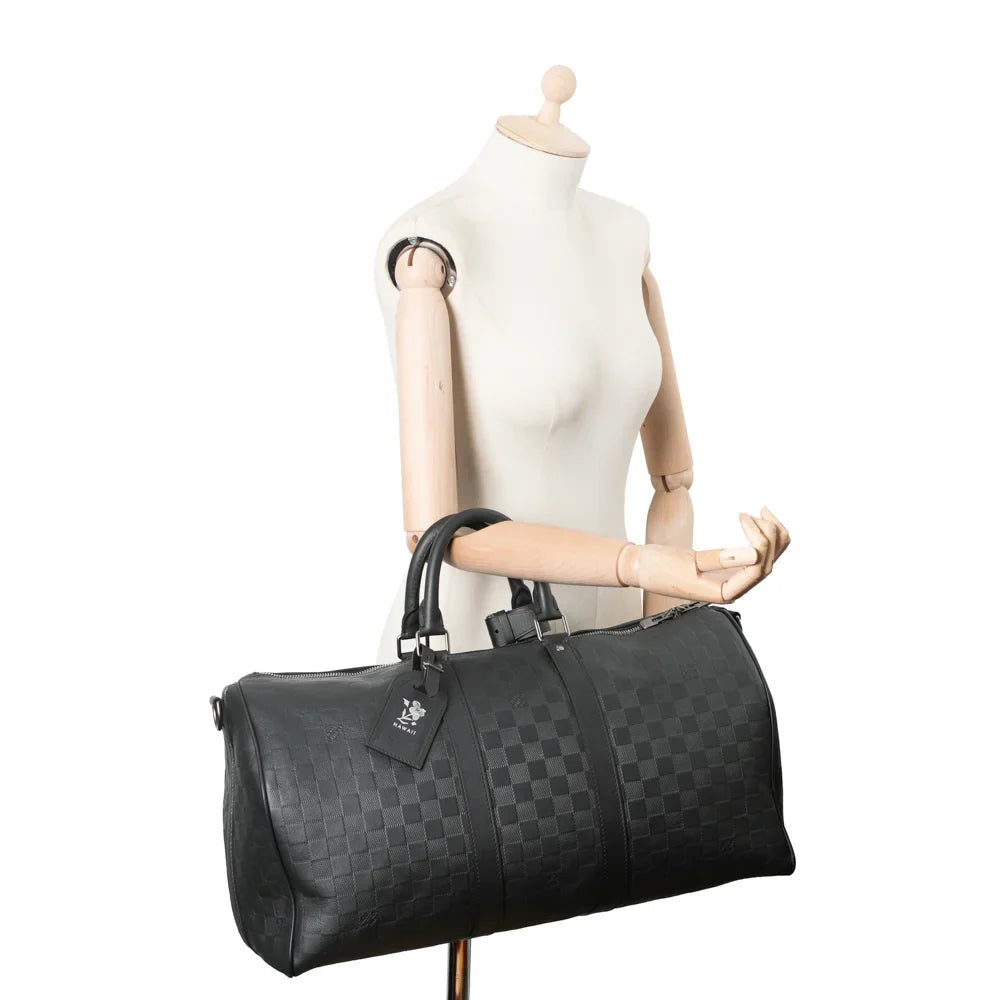 Keepall 45 en toile damier noir