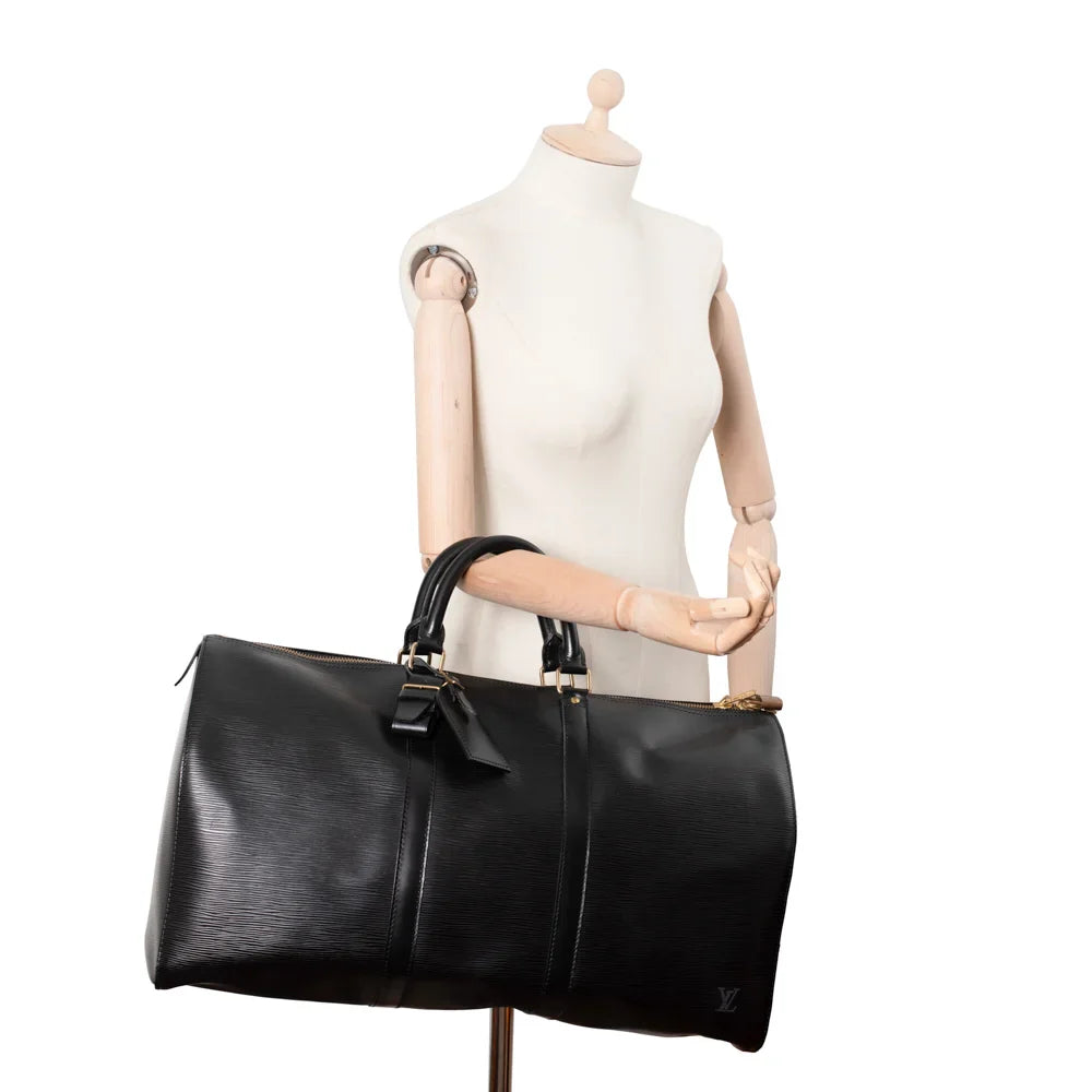 Keepall 50 Vintage en cuir épi noir