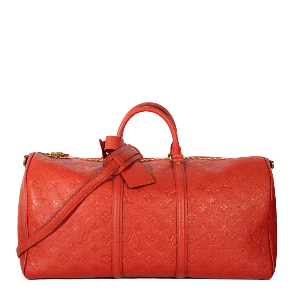 Keepall 50 en cuir empreinte rouge