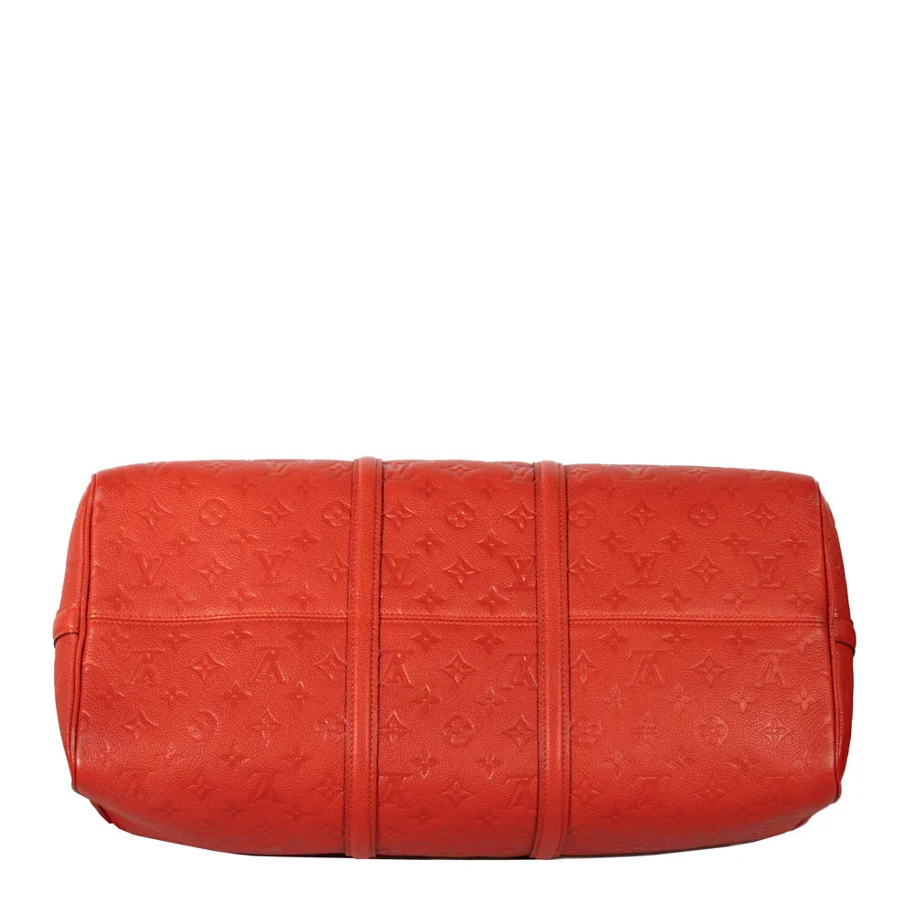 Keepall 50 en cuir empreinte rouge