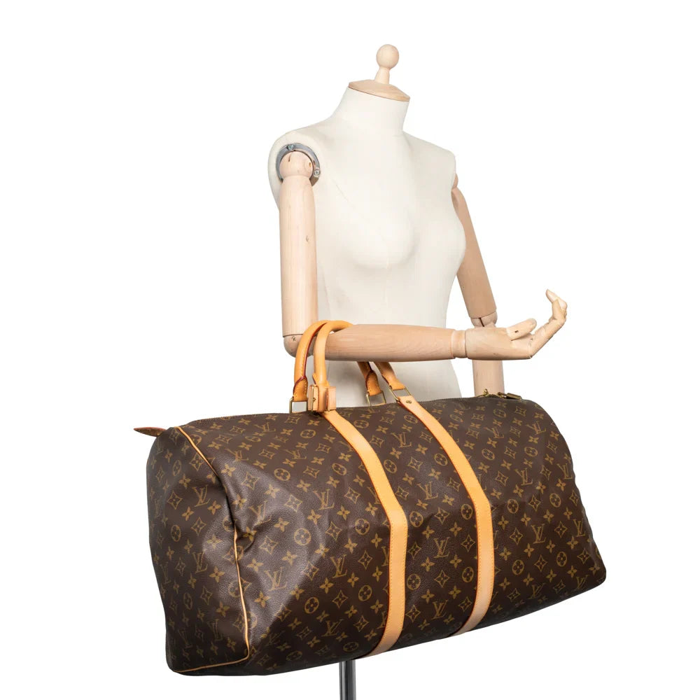 Keepall 55 Vintage en toile monogram marron