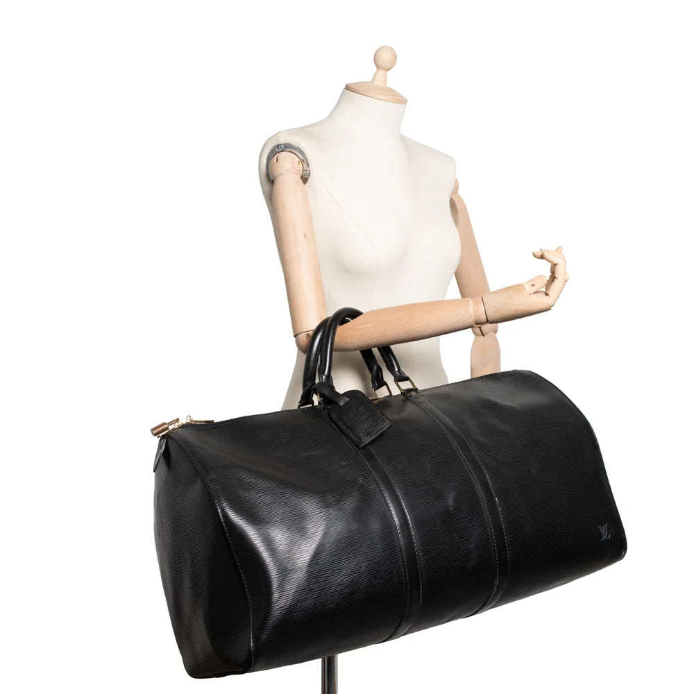 Keepall 55 Vintage en cuir épi noir