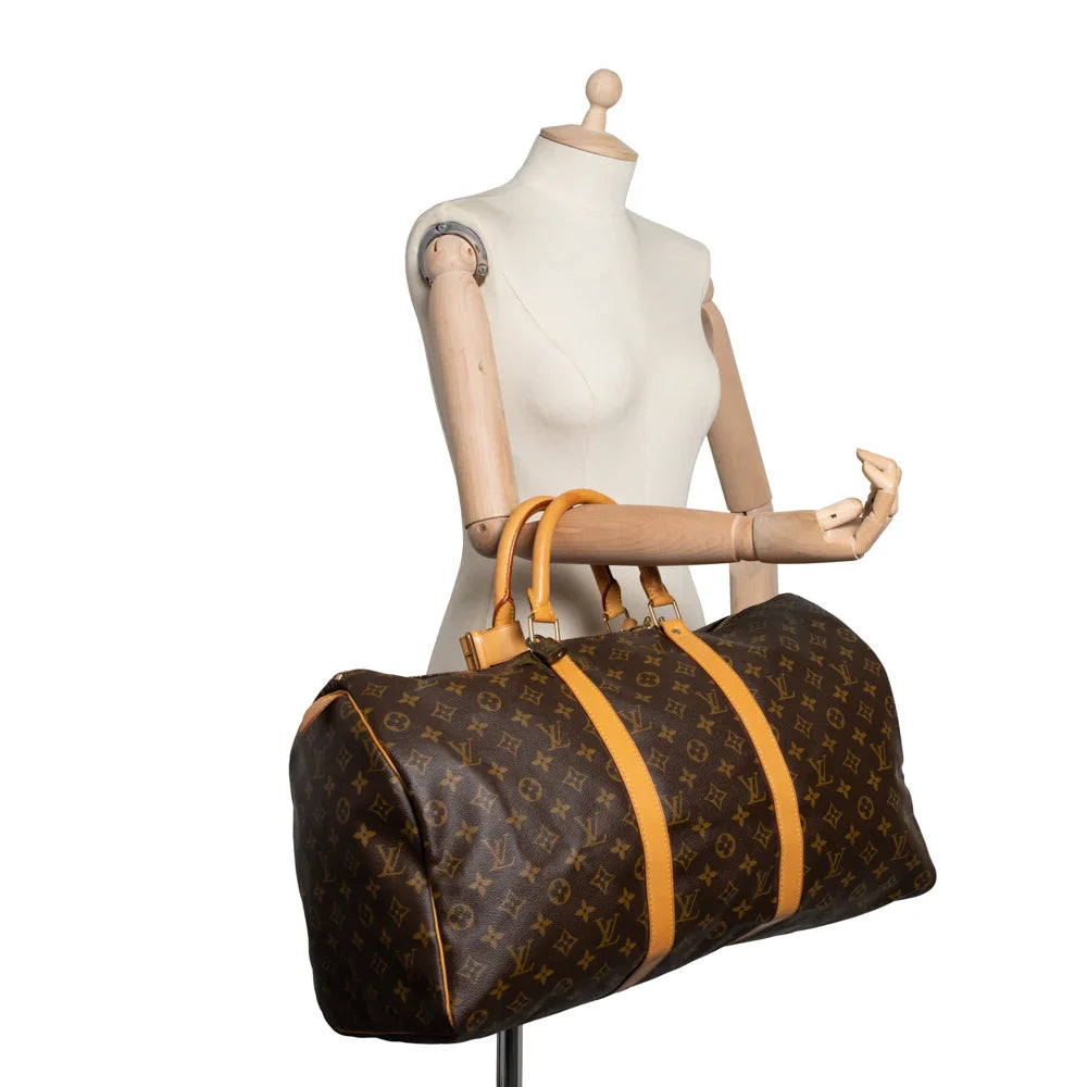 Keepall 50 Vintage en toile monogram marron