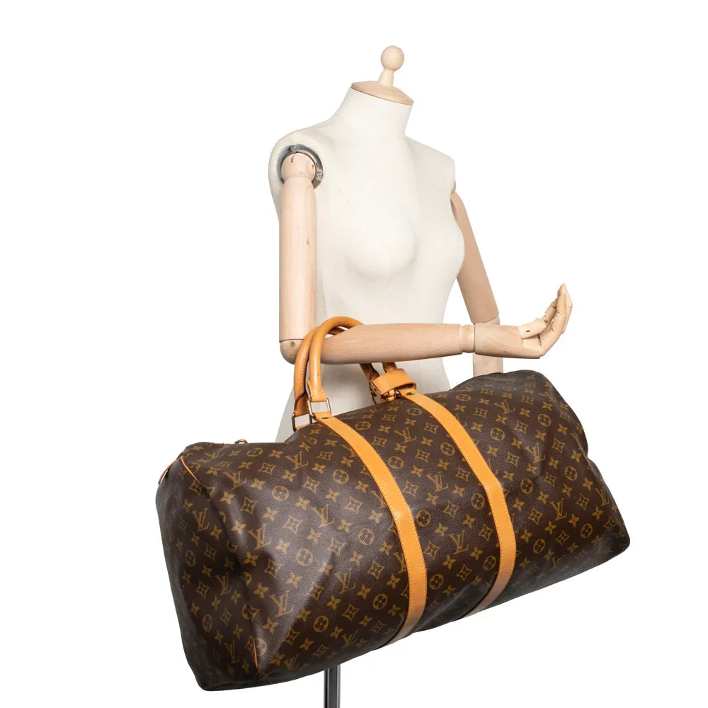 Keepall 55 Vintage en toile monogram marron