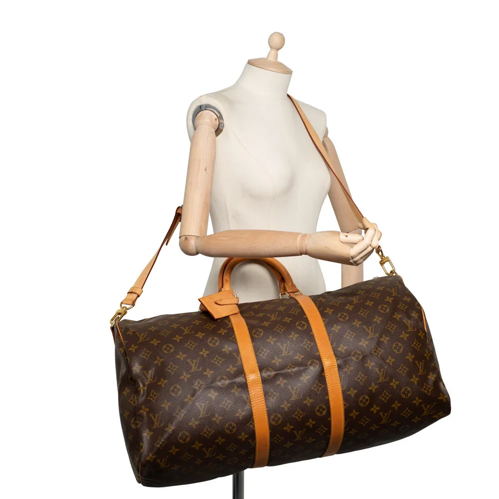Keepall 55 Vintage en toile monogram marron