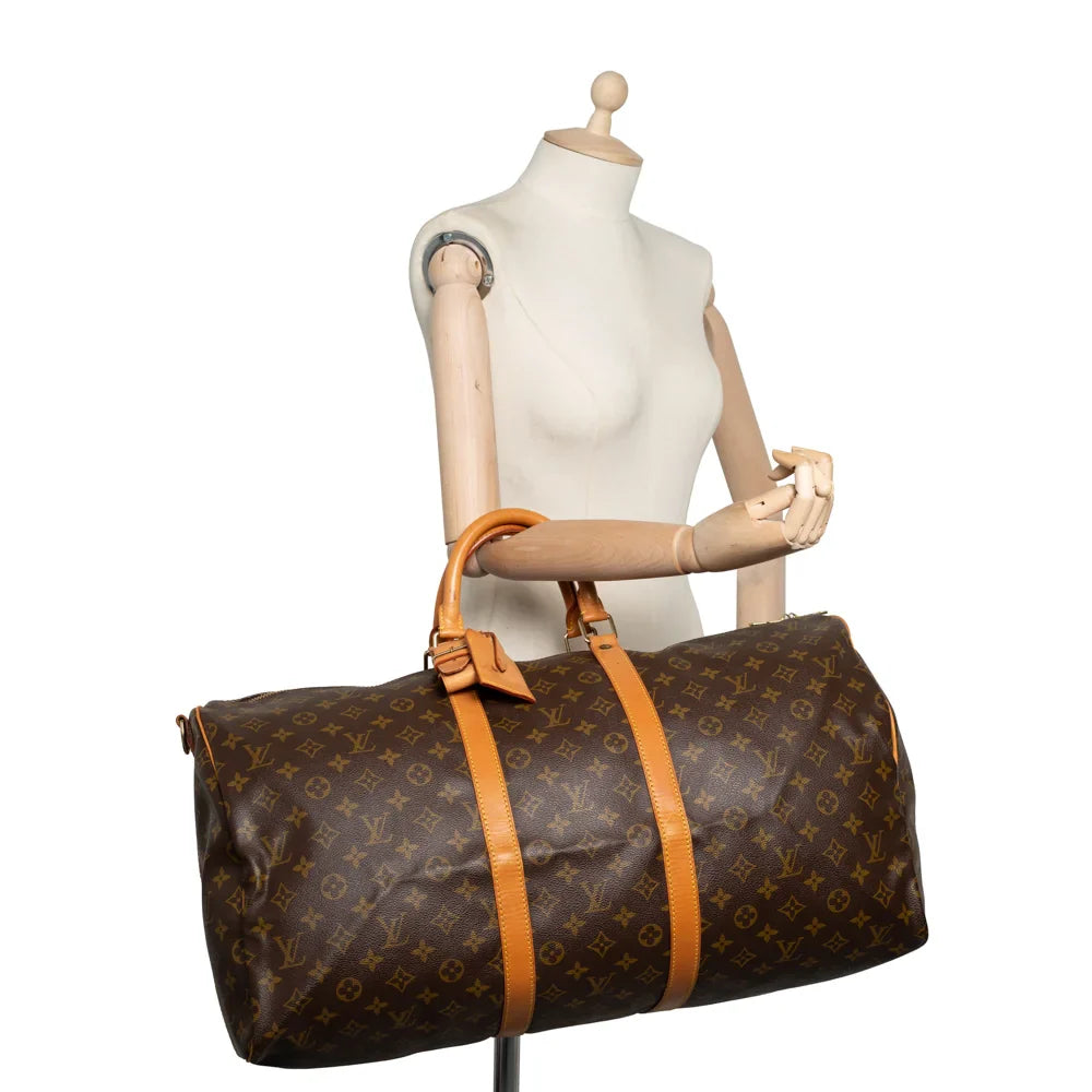 Keepall 55 Vintage en toile monogram marron