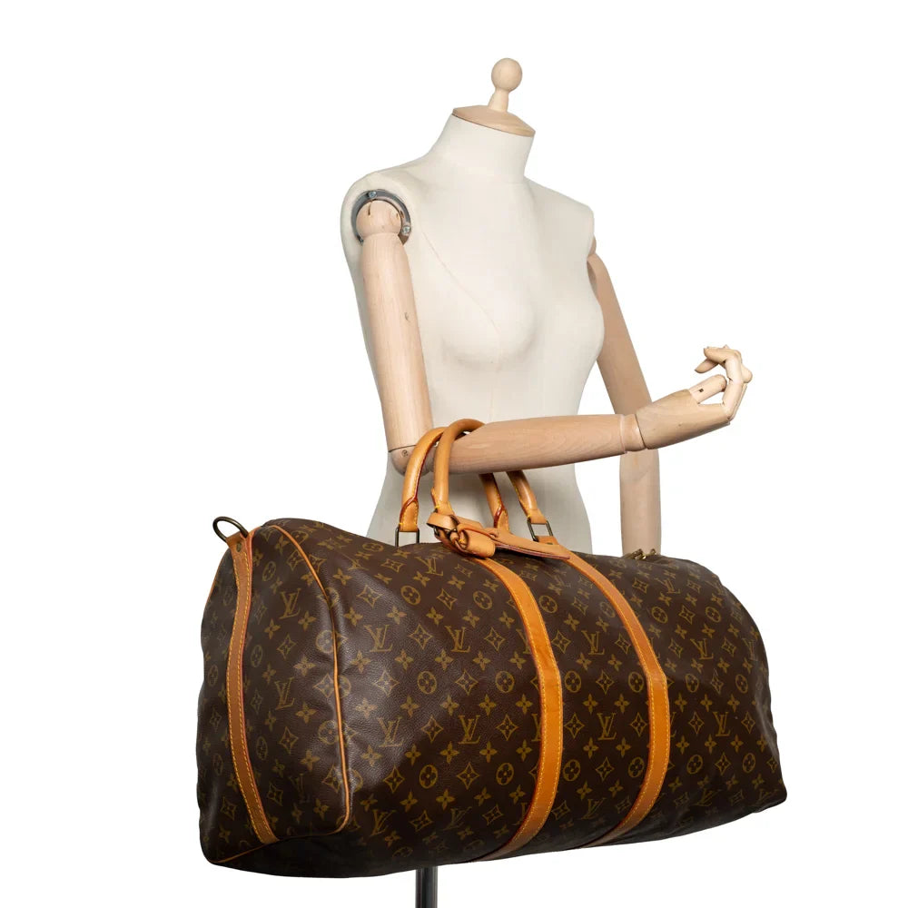 Keepall 55 Vintage en toile monogram marron
