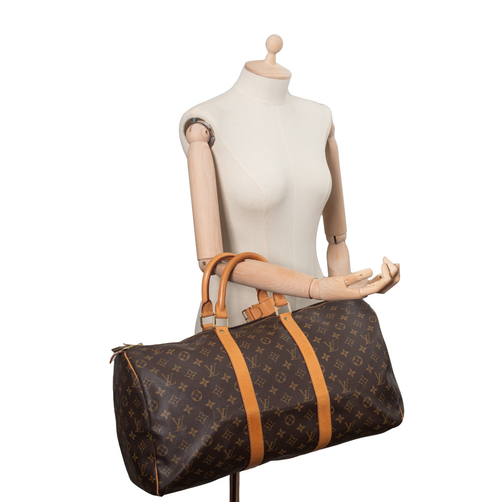 Keepall 50 Vintage en toile monogramme marron