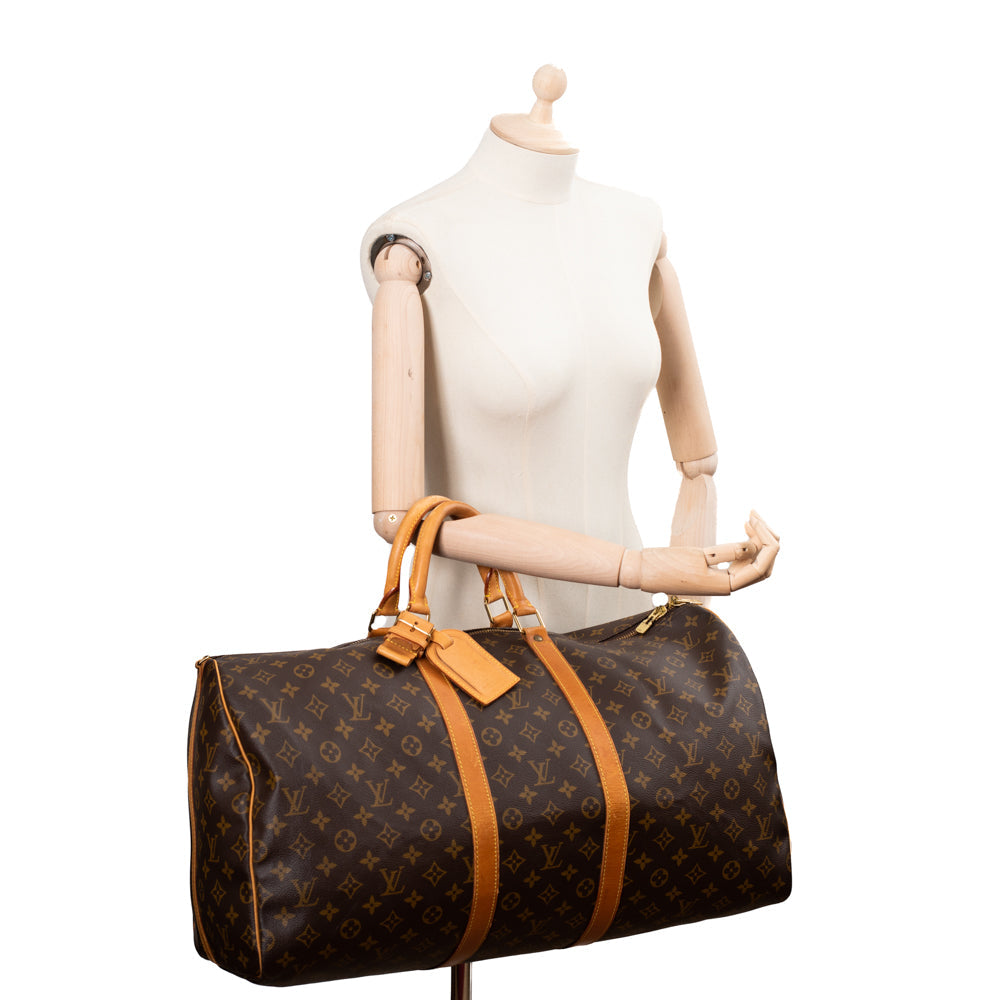 Keepall 55 Vintage en toile monogramme marron