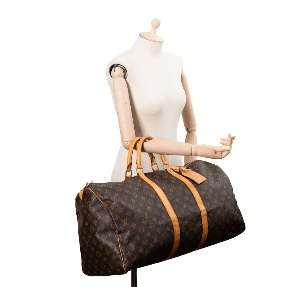 Keepall 55 Vintage en toile monogramme marron