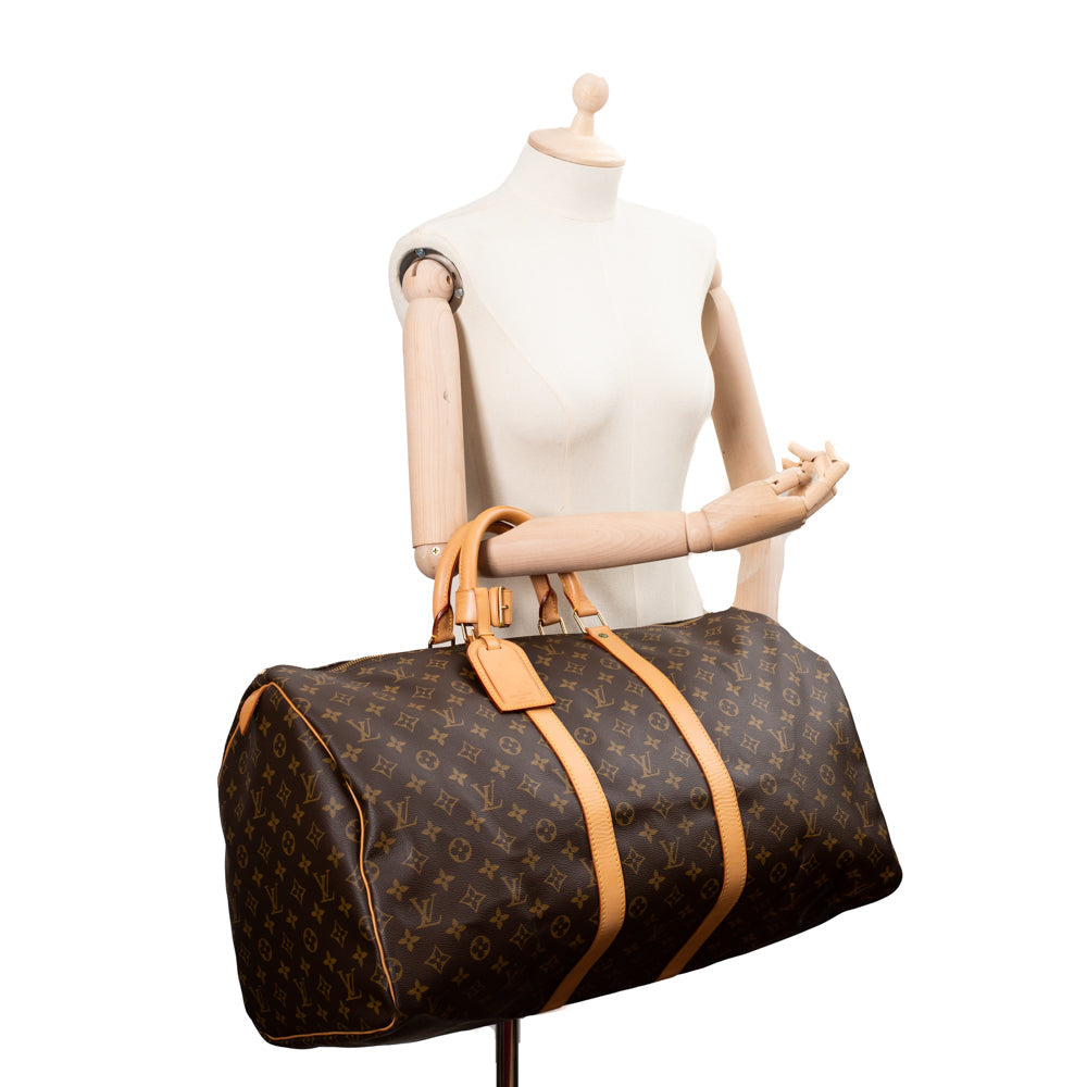 Keepall 55 Vintage en toile monogramme marron