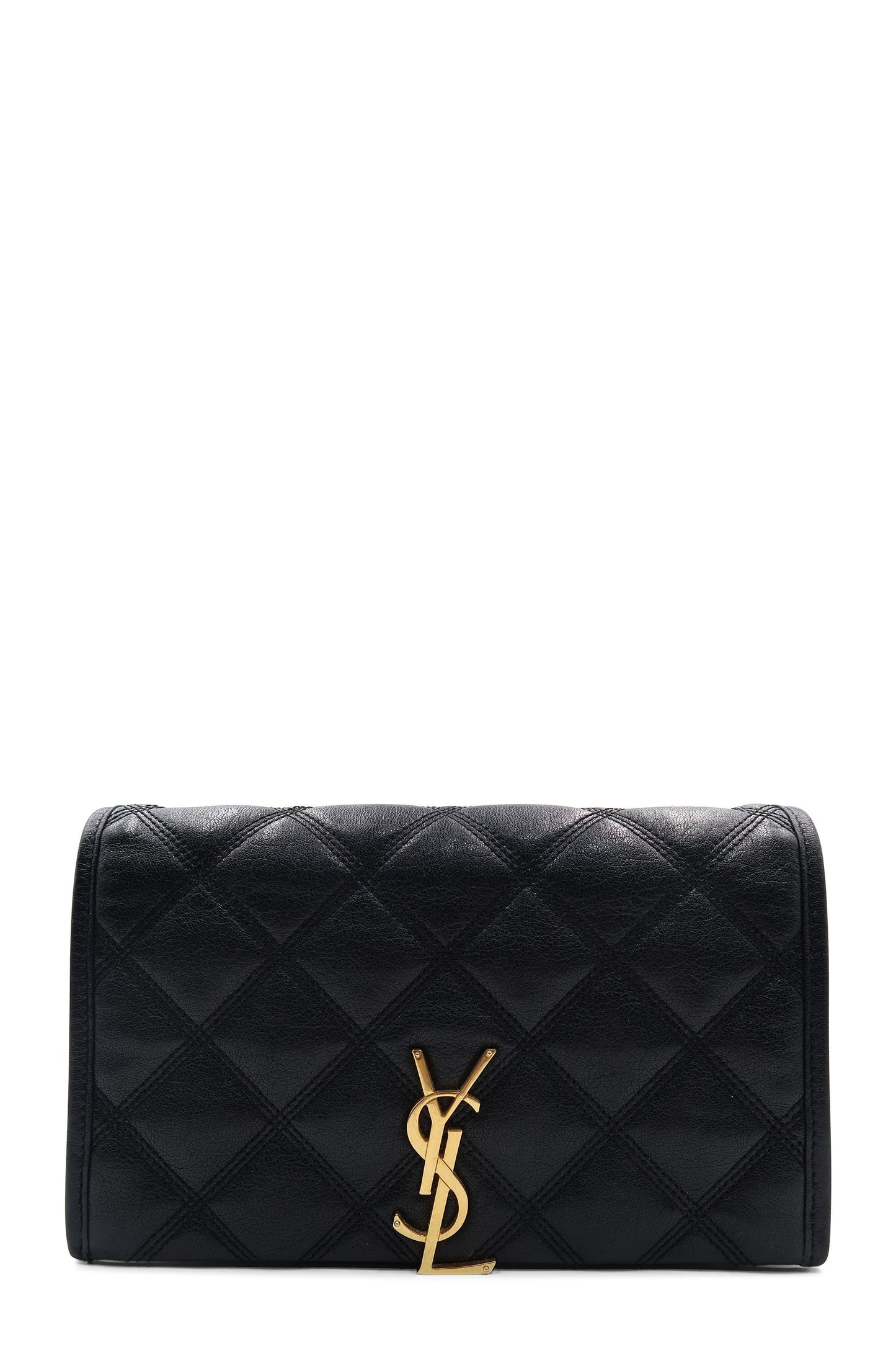 Becky Diamond-Quilted Chain Wallet Black