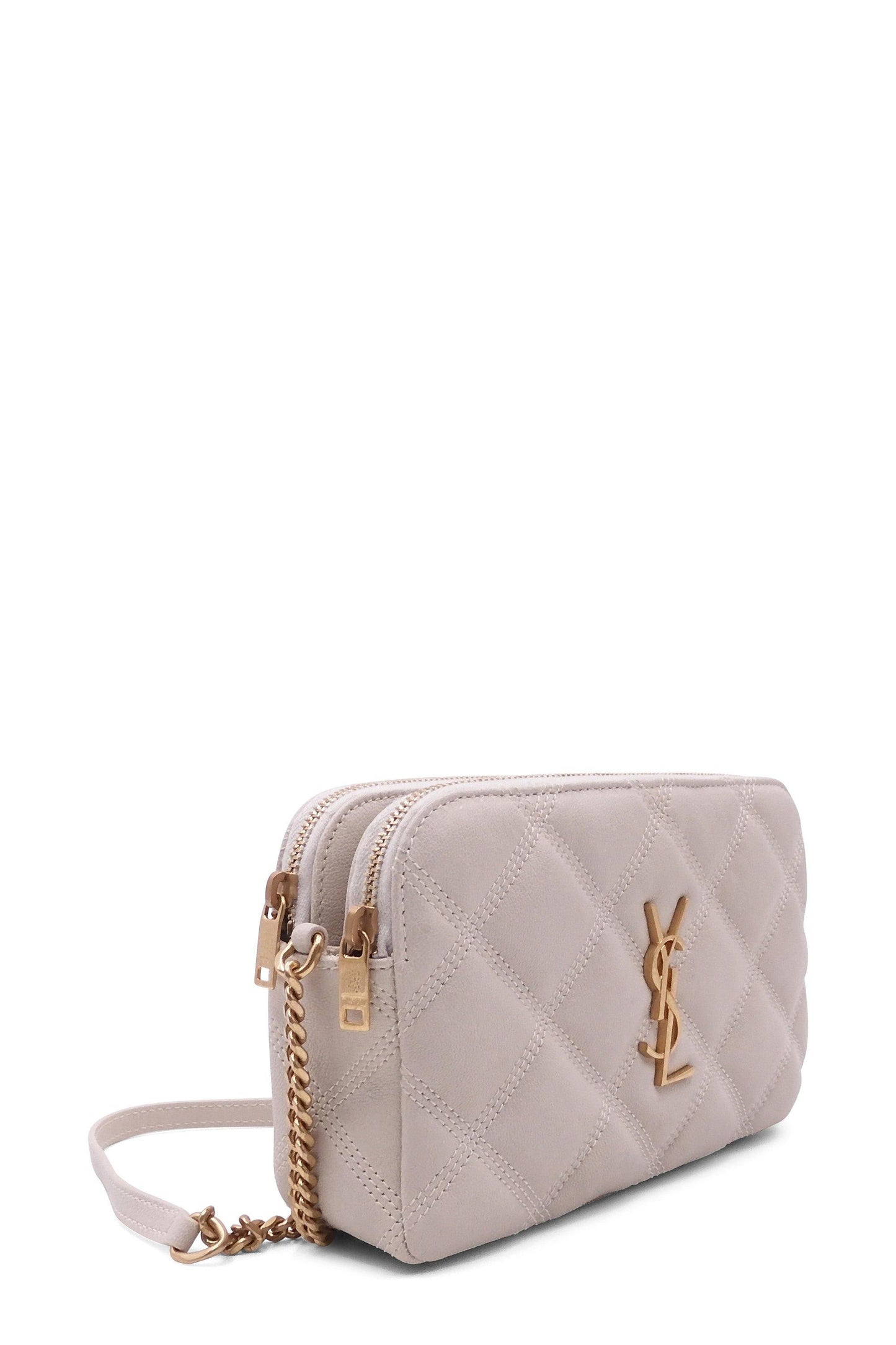 Becky Double Zip Pouch Shoulder Bag Dusky White