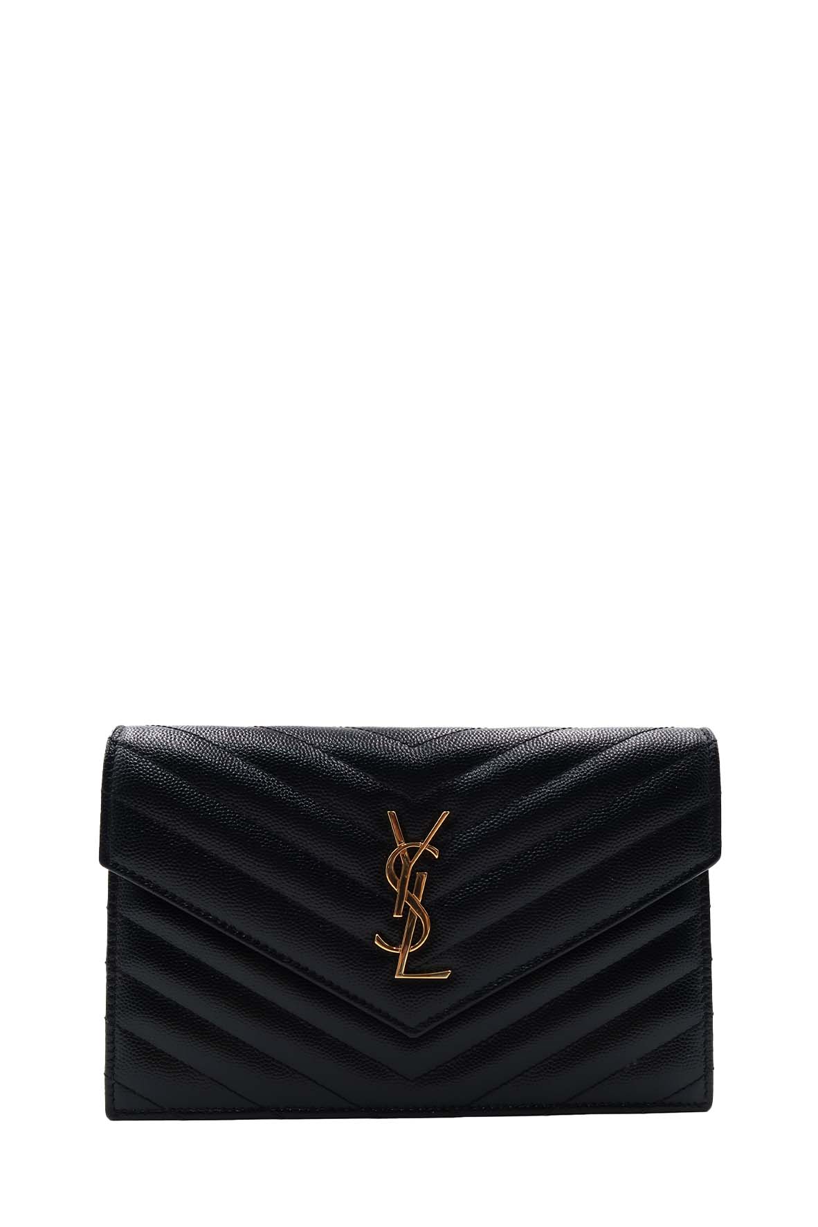 Envelope Chain Wallet  with Gold Hardware Black