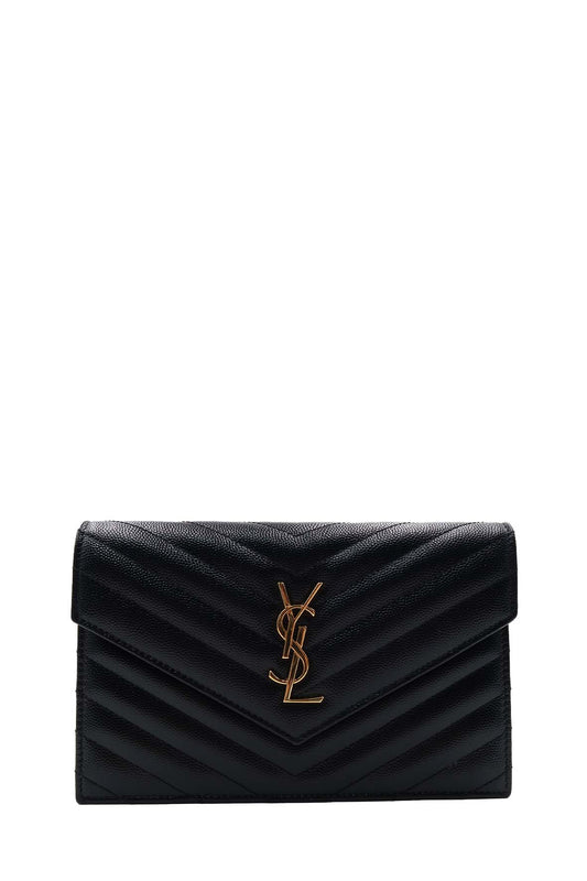 Envelope Chain Wallet  with Gold Hardware Black