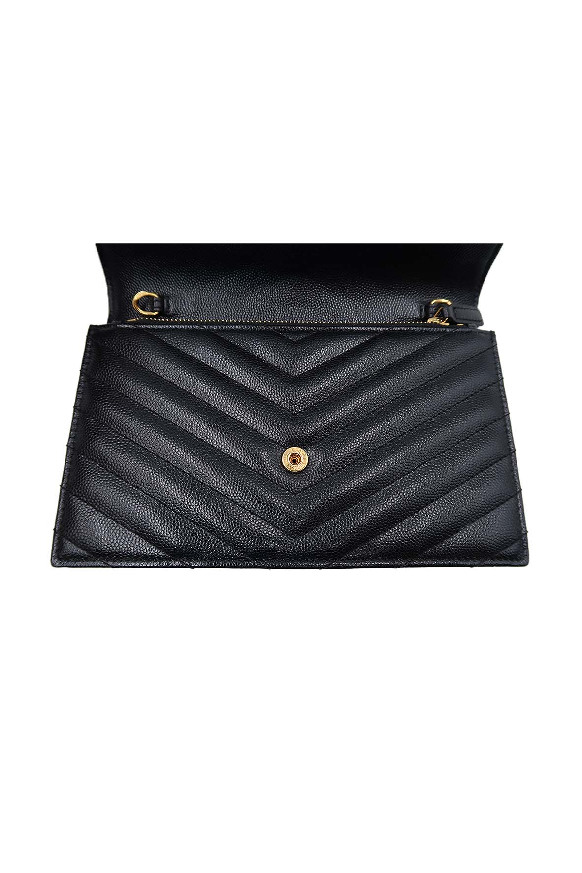Envelope Chain Wallet  with Gold Hardware Black