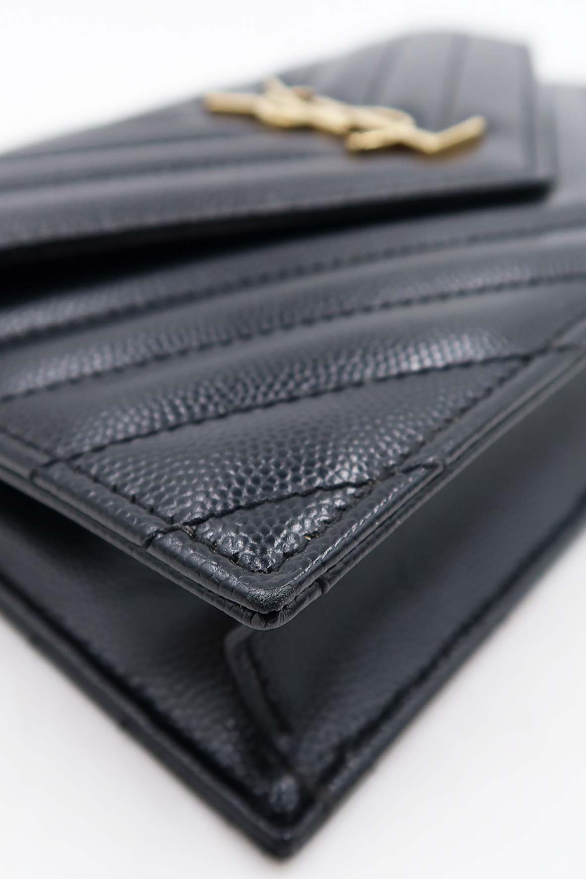 Envelope Chain Wallet  with Gold Hardware Black