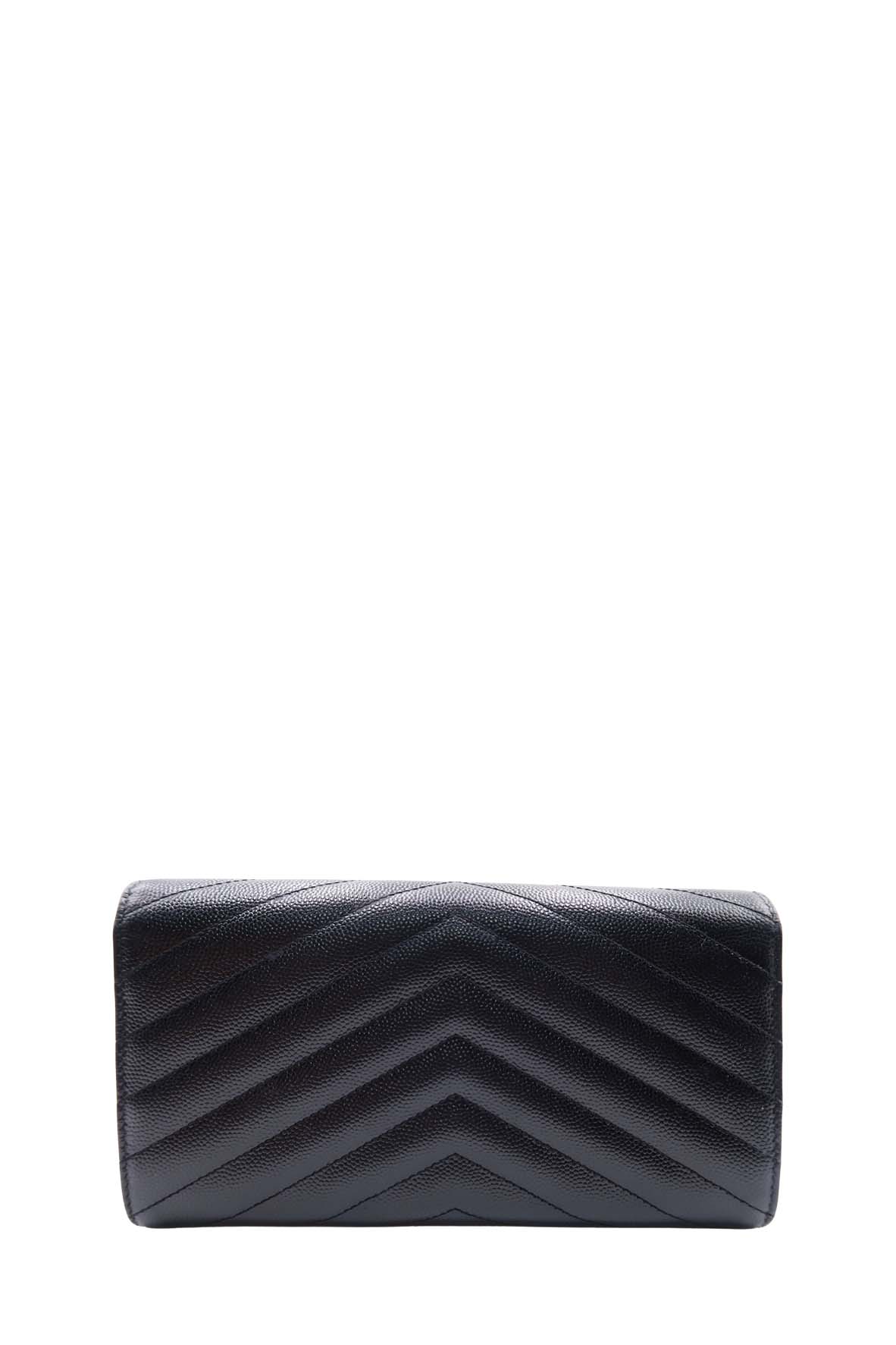Large Cassander Matelasse Flap Wallet Black