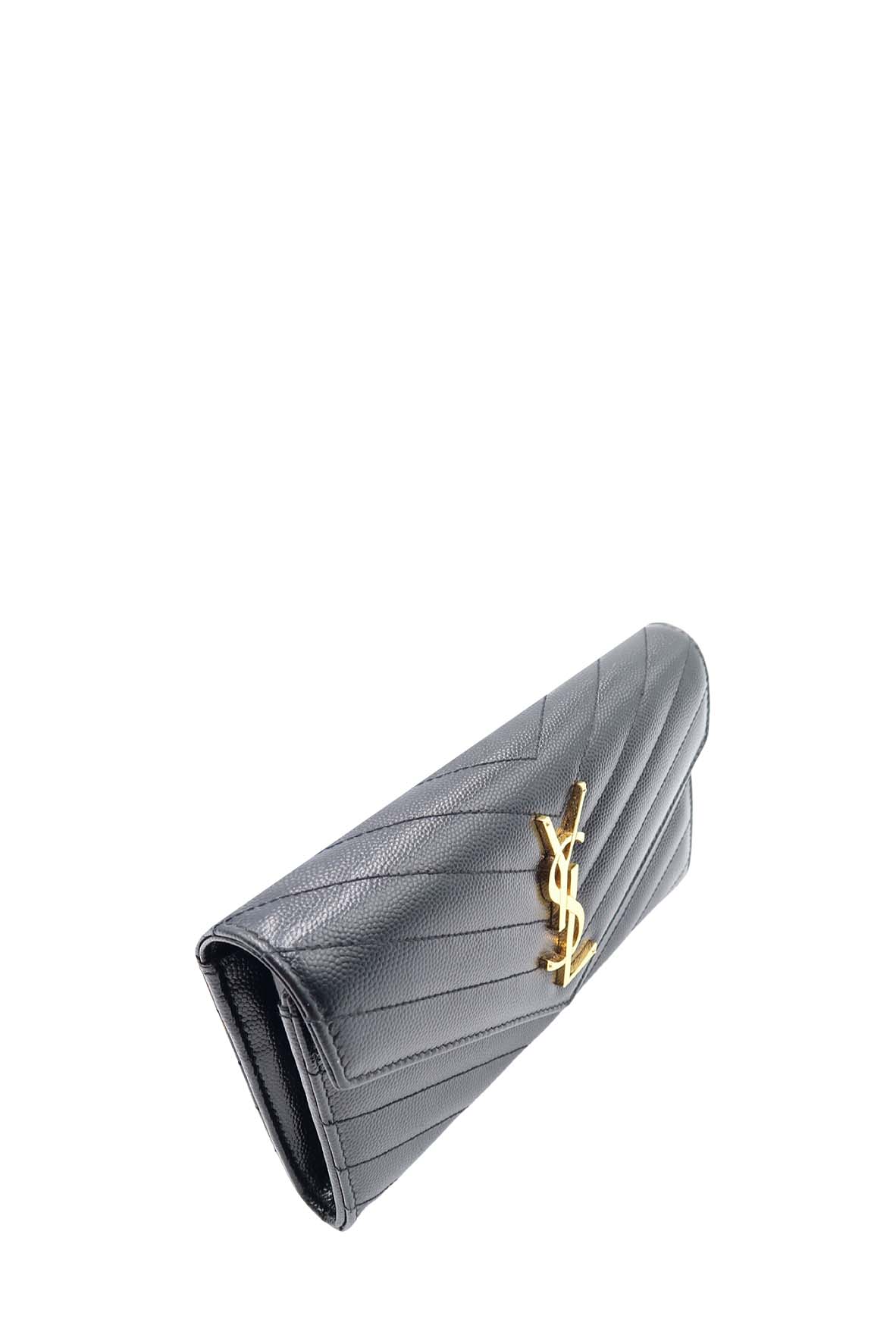 Large Cassander Matelasse Flap Wallet Black