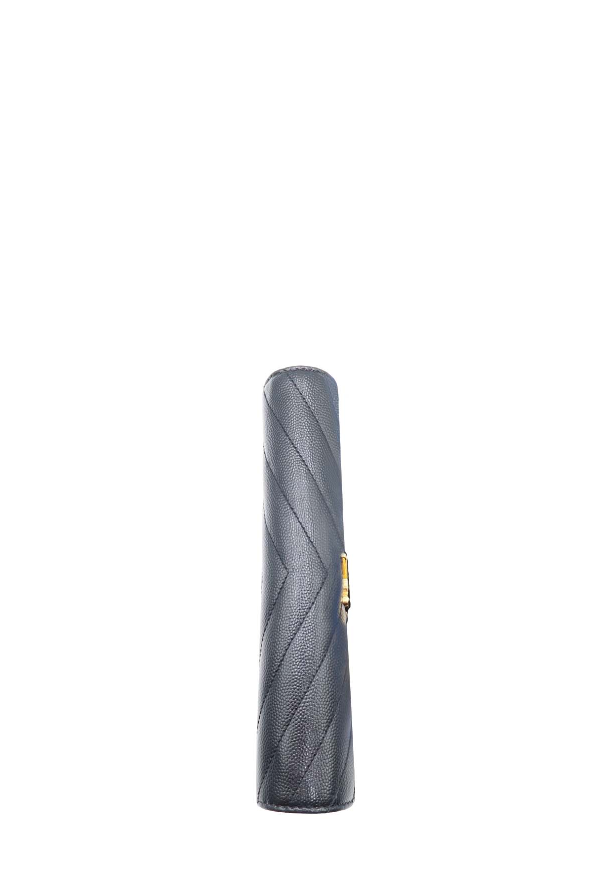 Large Cassander Matelasse Flap Wallet Black