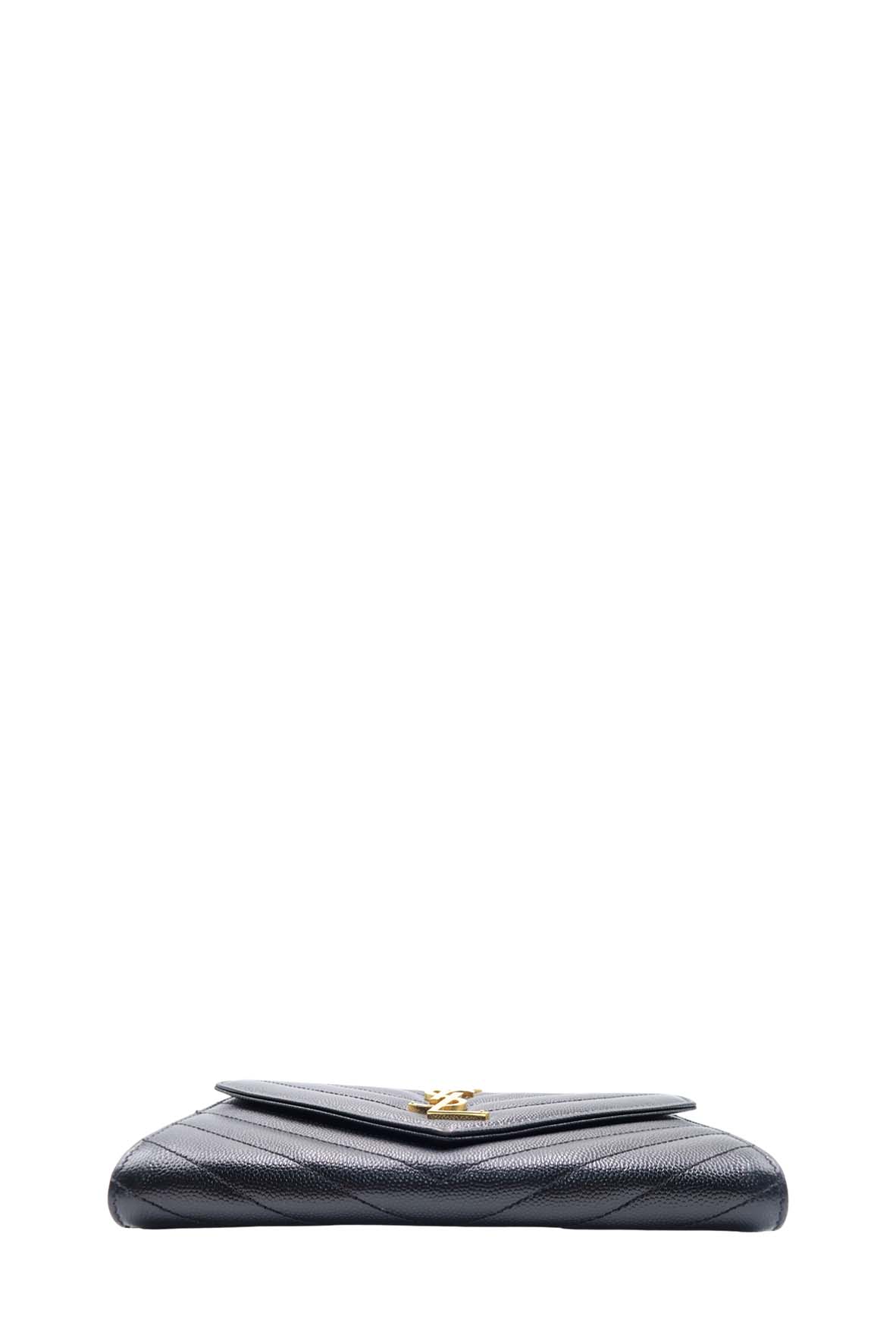 Large Cassander Matelasse Flap Wallet Black