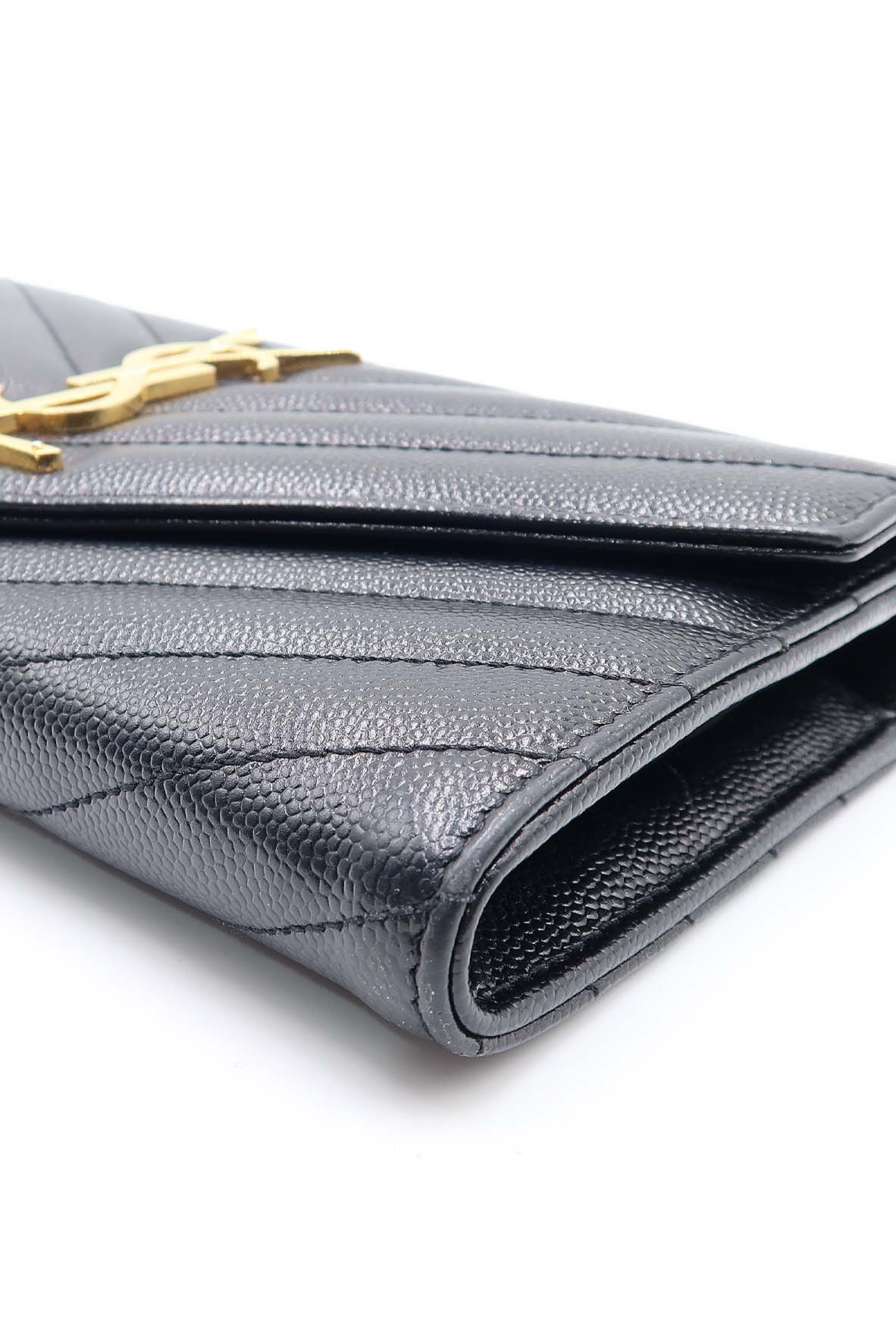 Large Cassander Matelasse Flap Wallet Black