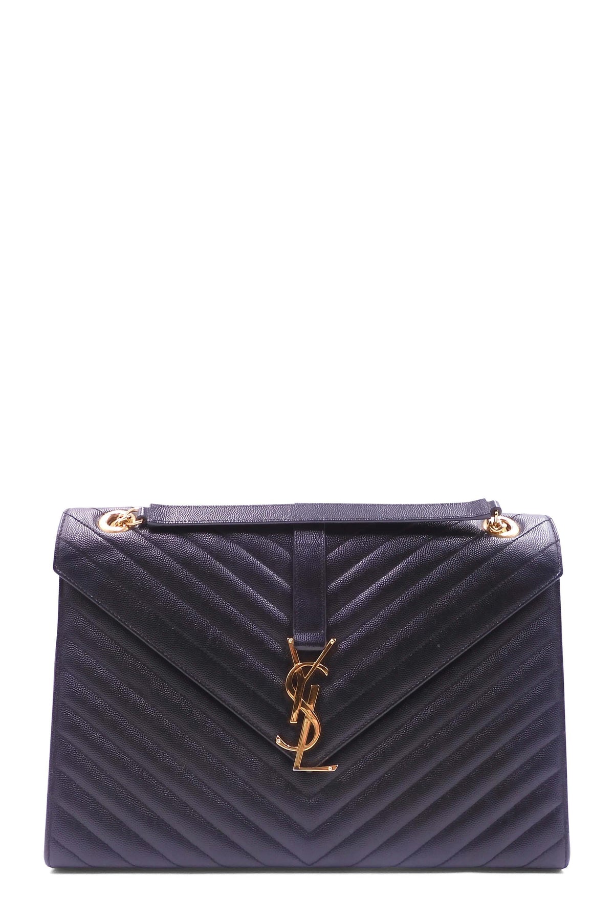 Large Matelasse Monogram Envelope Bag Black