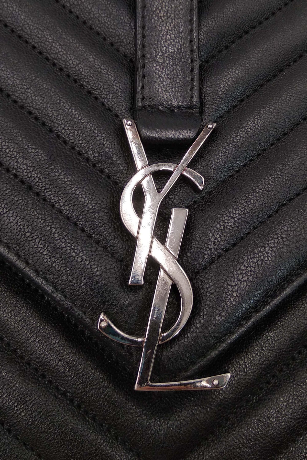 Large Monogram College Bag Dark Grey with Silver Hardware Dark Grey