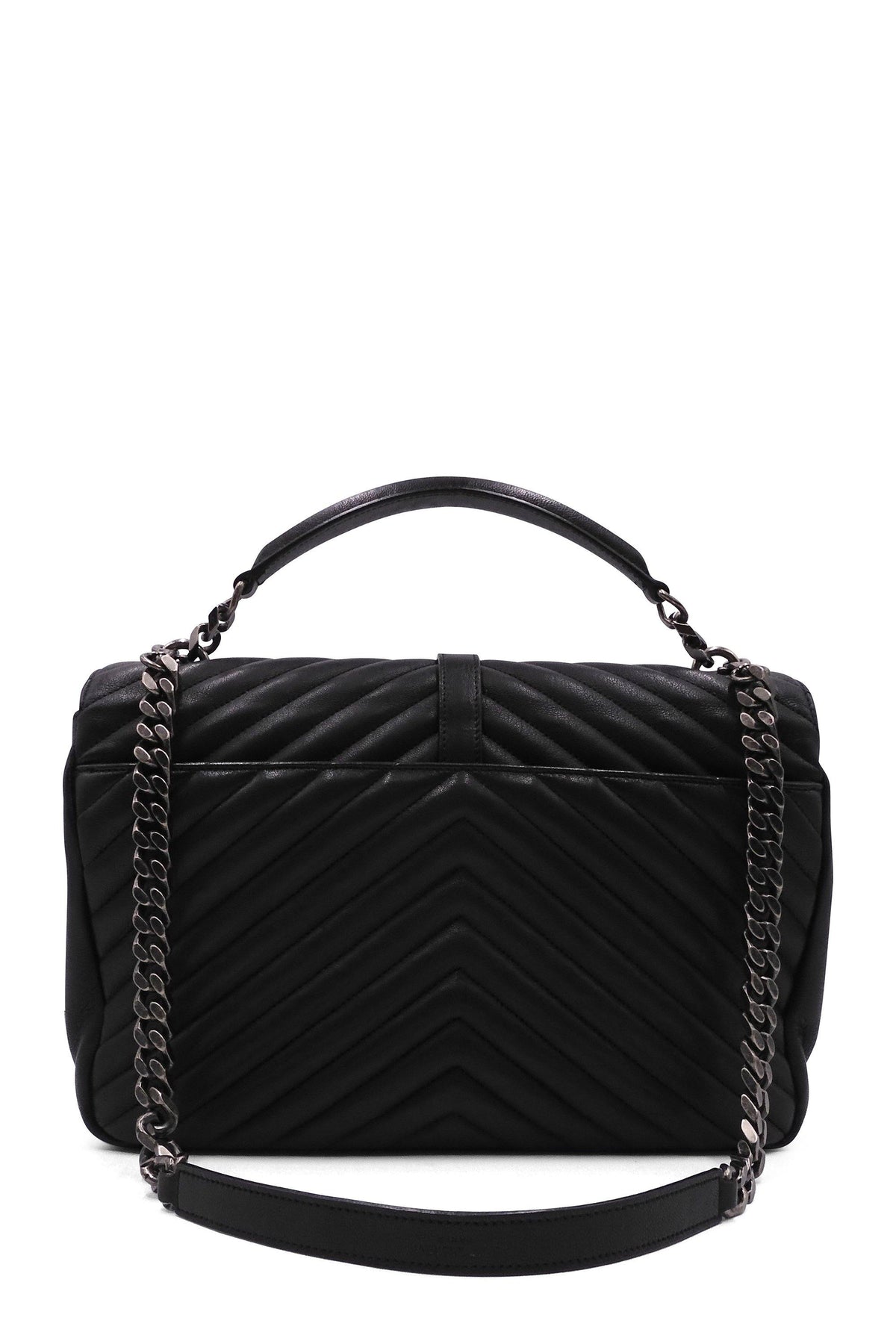 Large Monogram College Bag Dark Grey with Silver Hardware Dark Grey