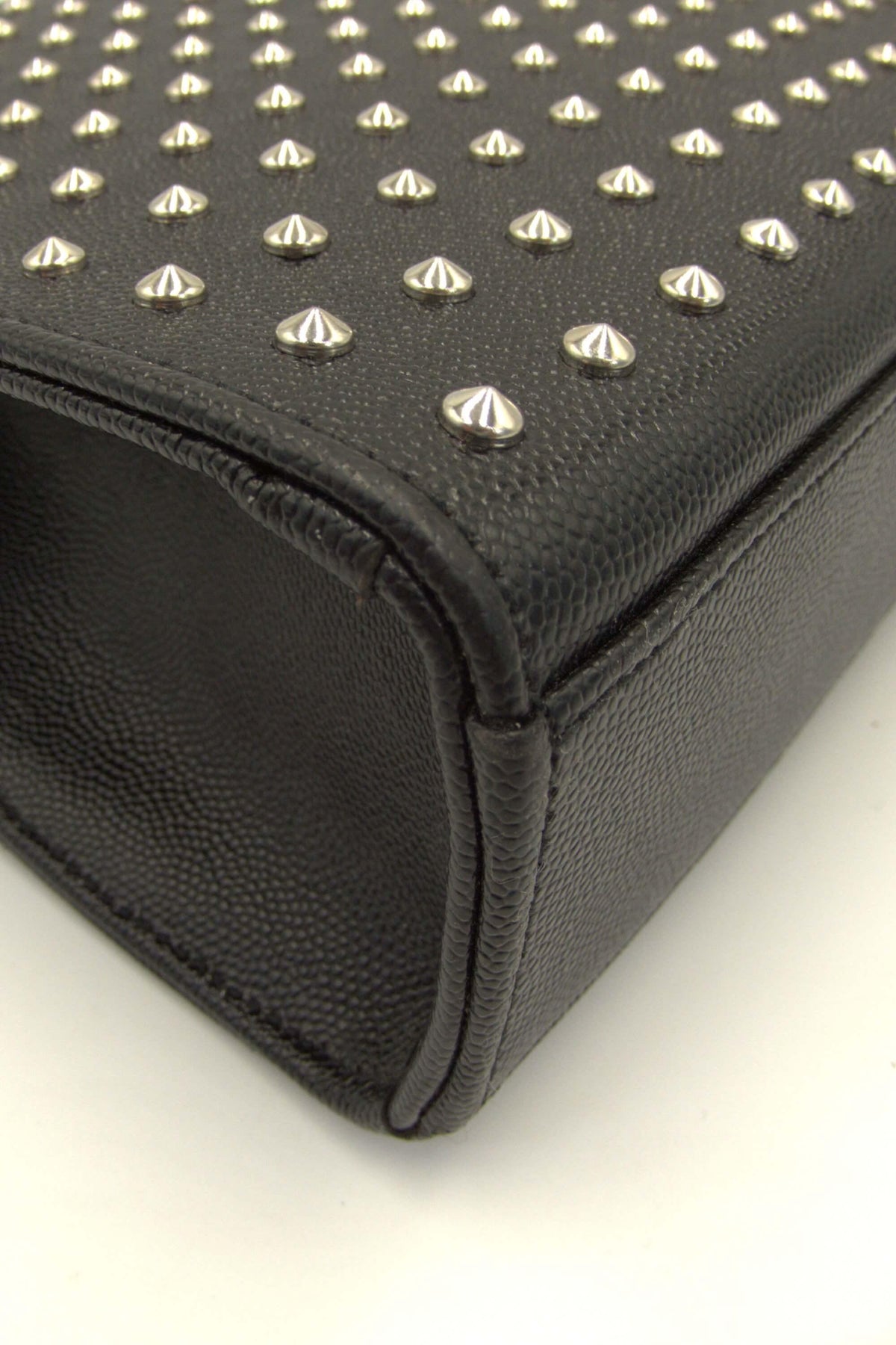 Large Monogram Studded Envelope Bag with Silver Hardware Black