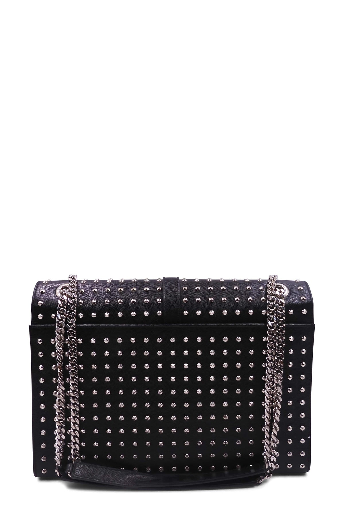 Large Monogram Studded Envelope Bag with Silver Hardware Black