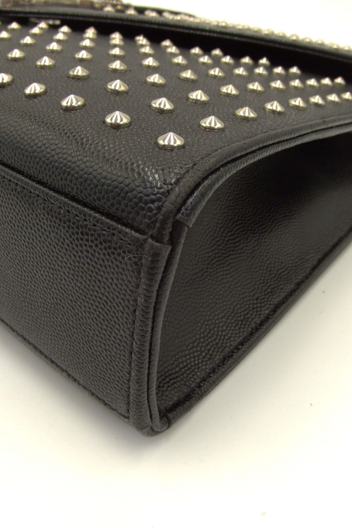 Large Monogram Studded Envelope Bag with Silver Hardware Black