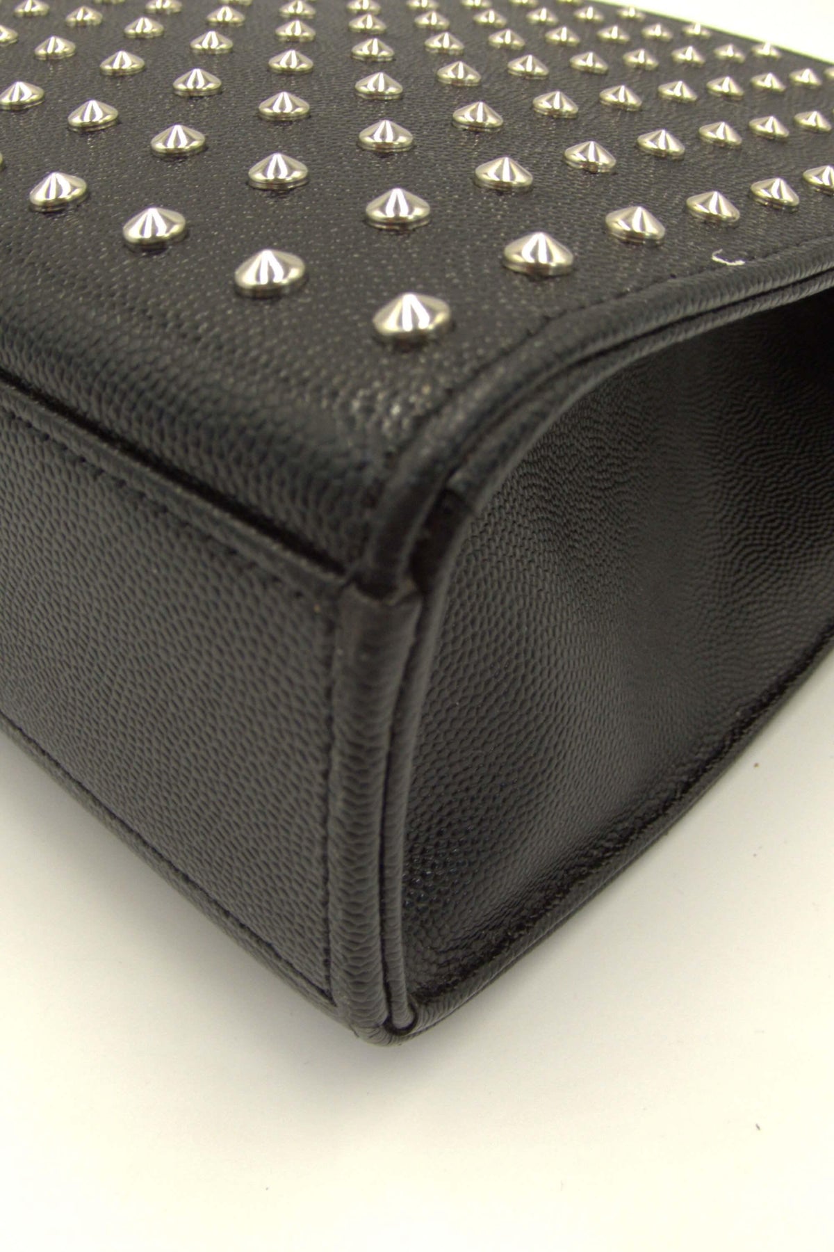 Large Monogram Studded Envelope Bag with Silver Hardware Black