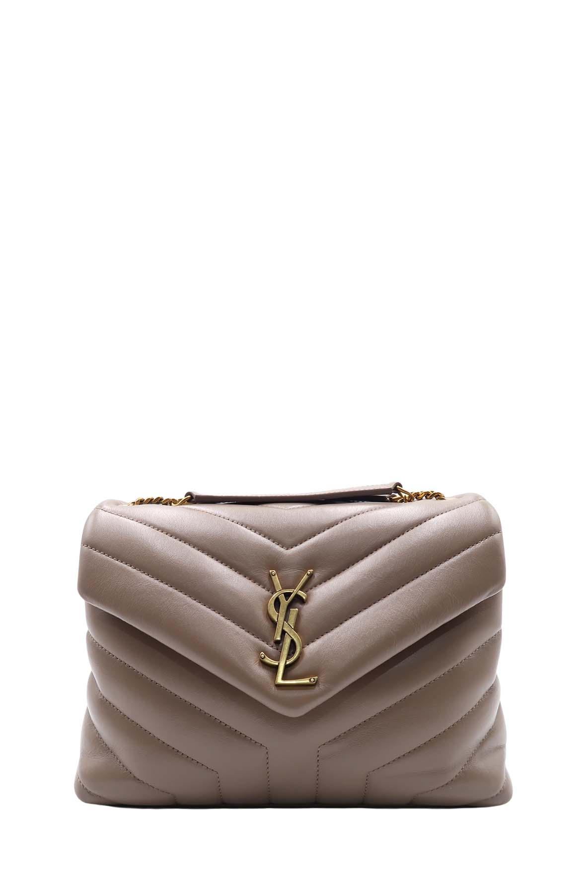 Loulou Small with Gold Hardware Dark Beige
