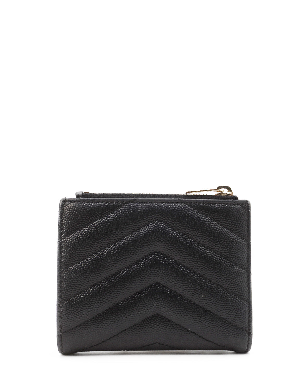 Matelassé Leather Cassandre Zip Compact Wallet Black