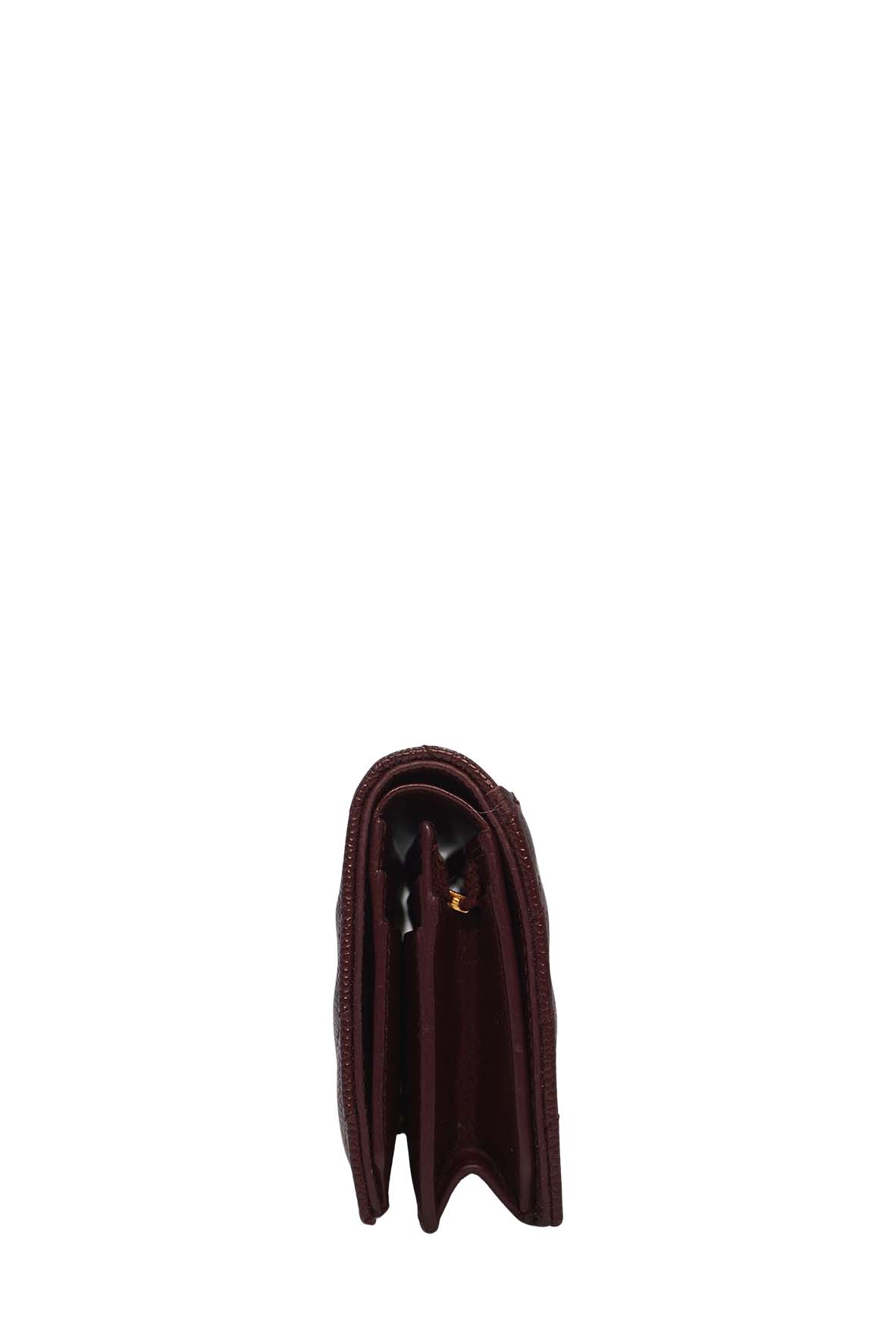 Matelasse Leather Small Envelope Monogram Wallet Brown