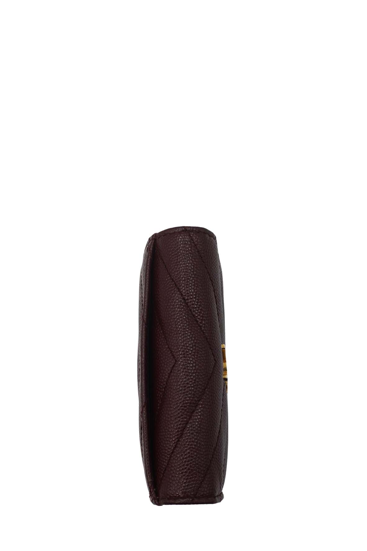 Matelasse Leather Small Envelope Monogram Wallet Brown
