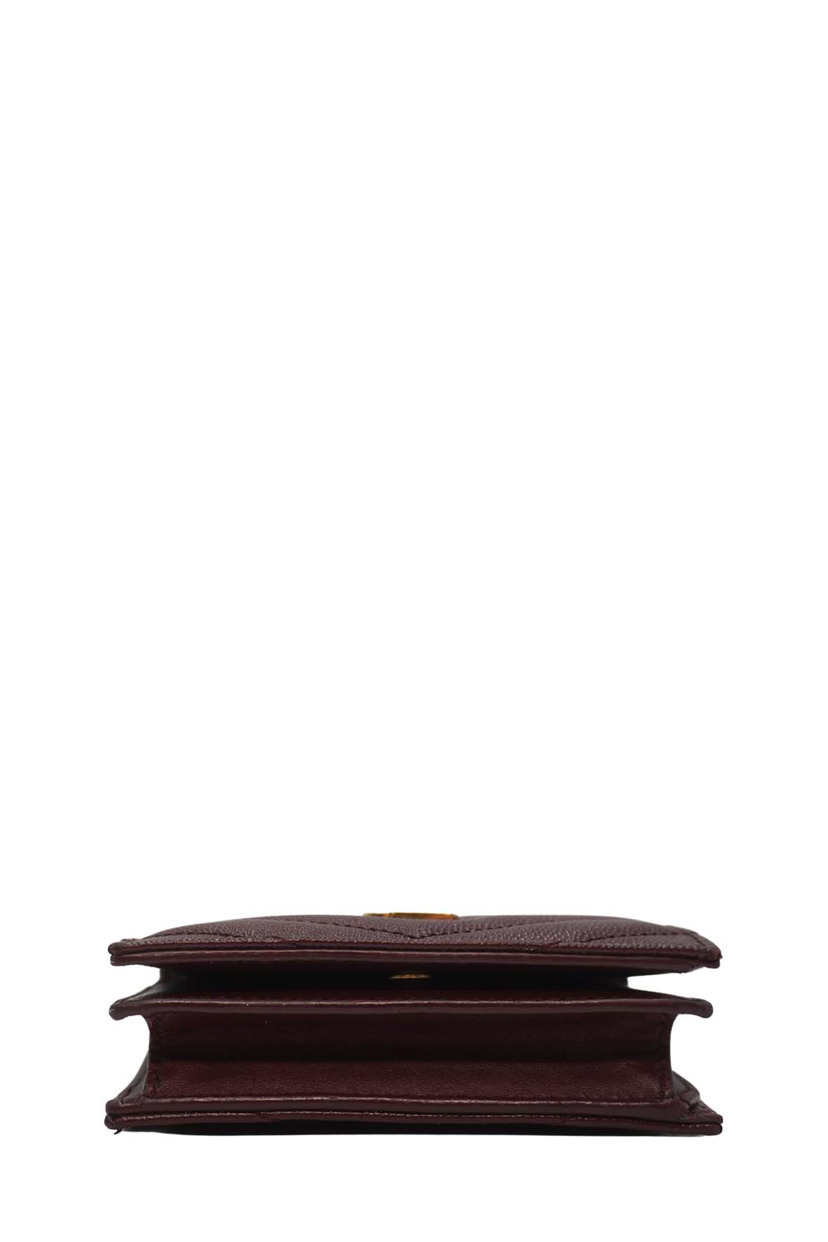 Matelasse Leather Small Envelope Monogram Wallet Brown
