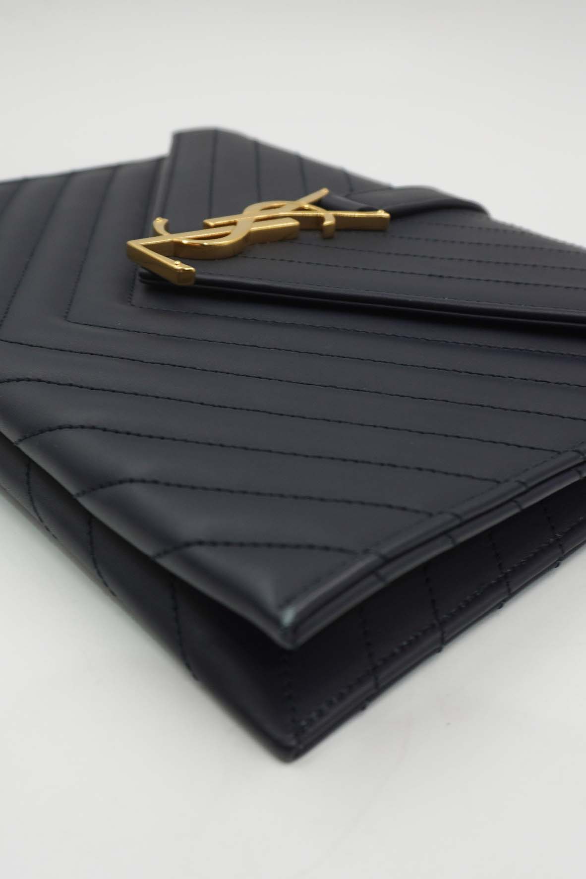 Medium Monogram Matelassé Envelope Chain Bag Black