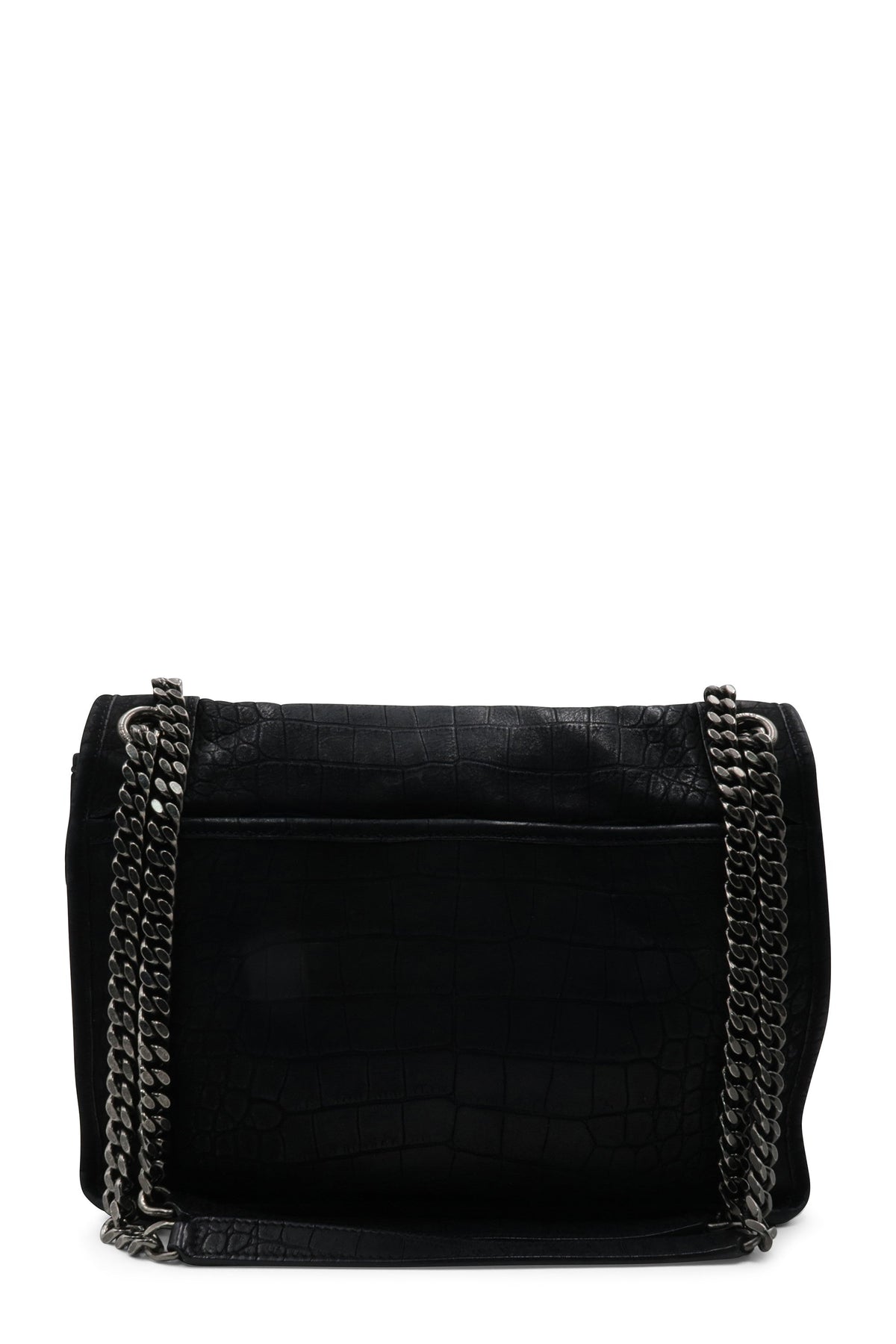 Medium Niki Crocodile Embossed Black