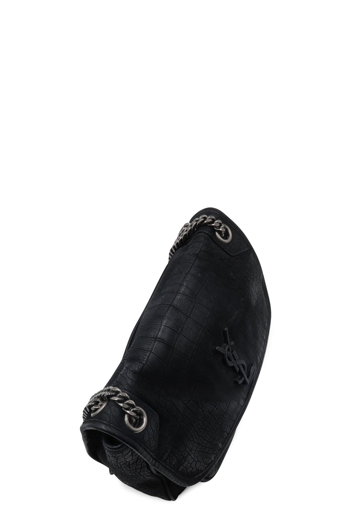 Medium Niki Crocodile Embossed Black
