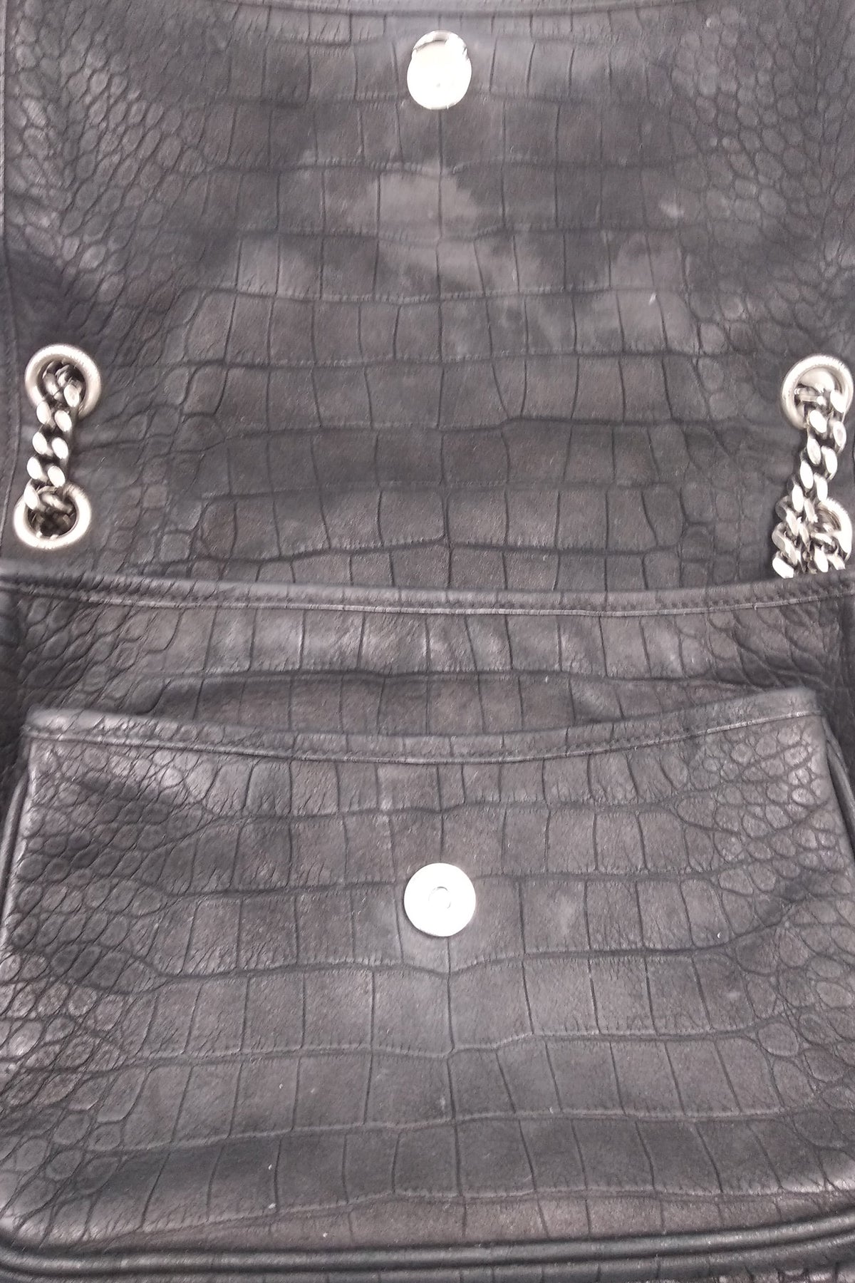 Medium Niki Crocodile Embossed Black