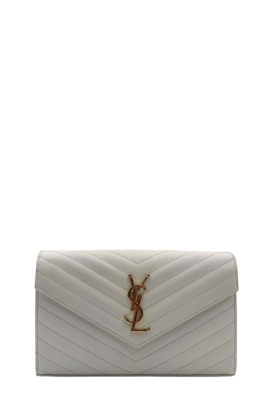 Monogram Chain Wallet White with Gold Hardware White