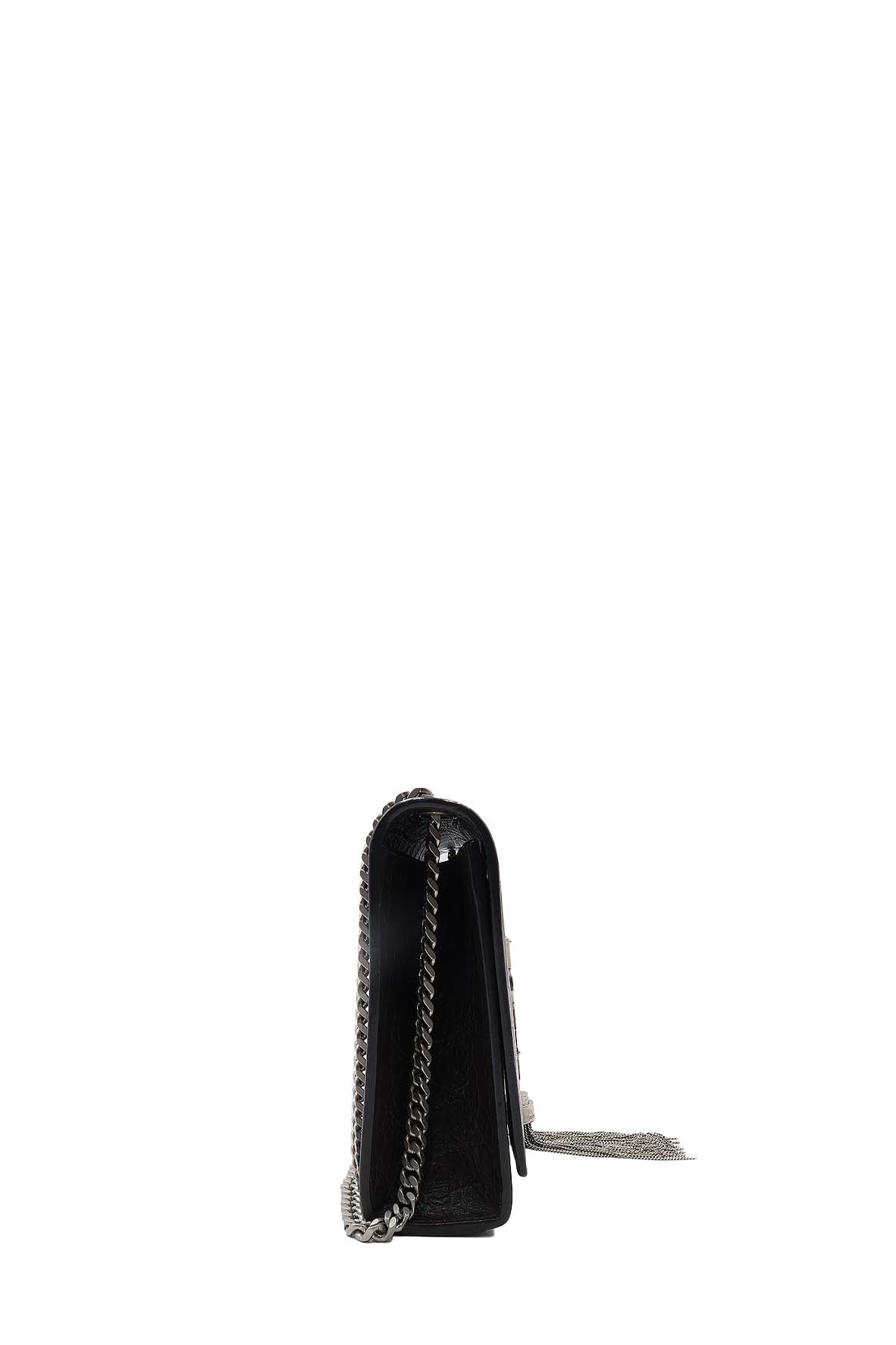 Monogram Medium Kate with Tassel Crocodile Embossed Matte with Silver Hardware Dark Brown